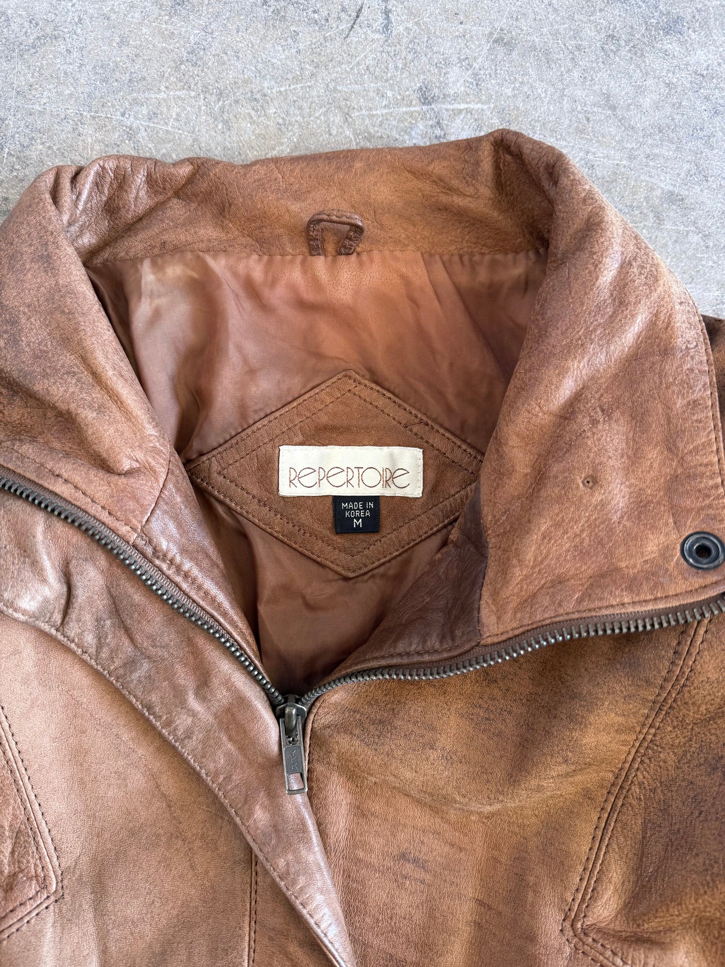 Leather Bomber Jacket - M