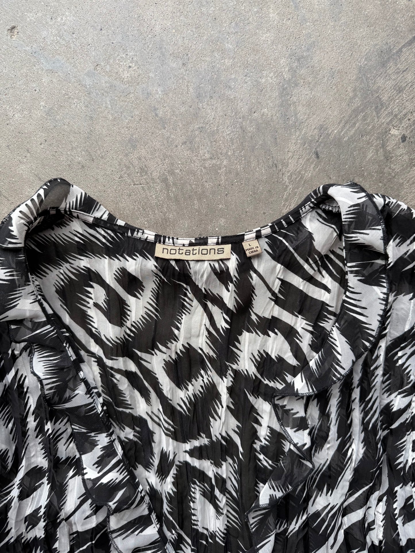 Animal Print Frilly Top - L
