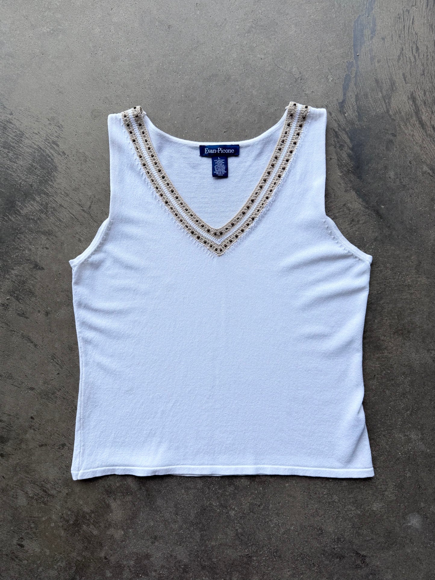 Beaded Knit Tank - L