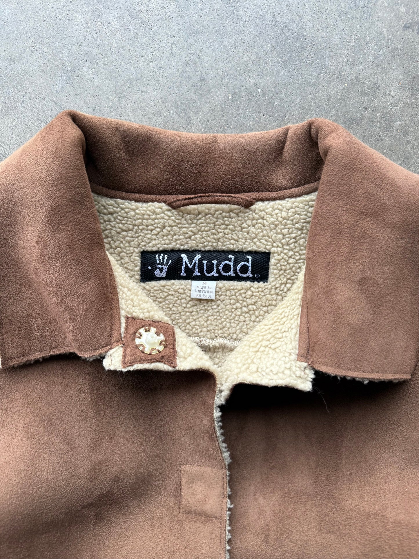 Faux Suede Sherpa Jacket - M