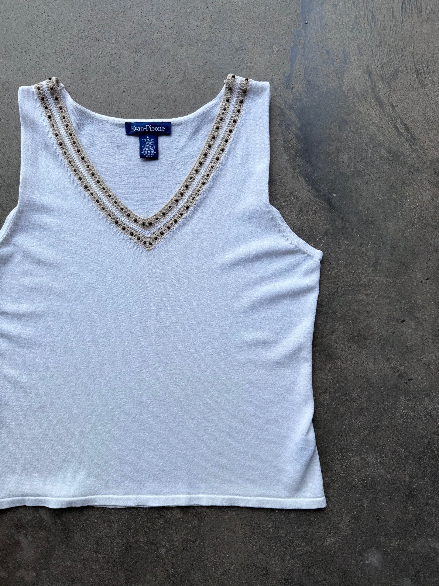 Beaded Knit Tank - L