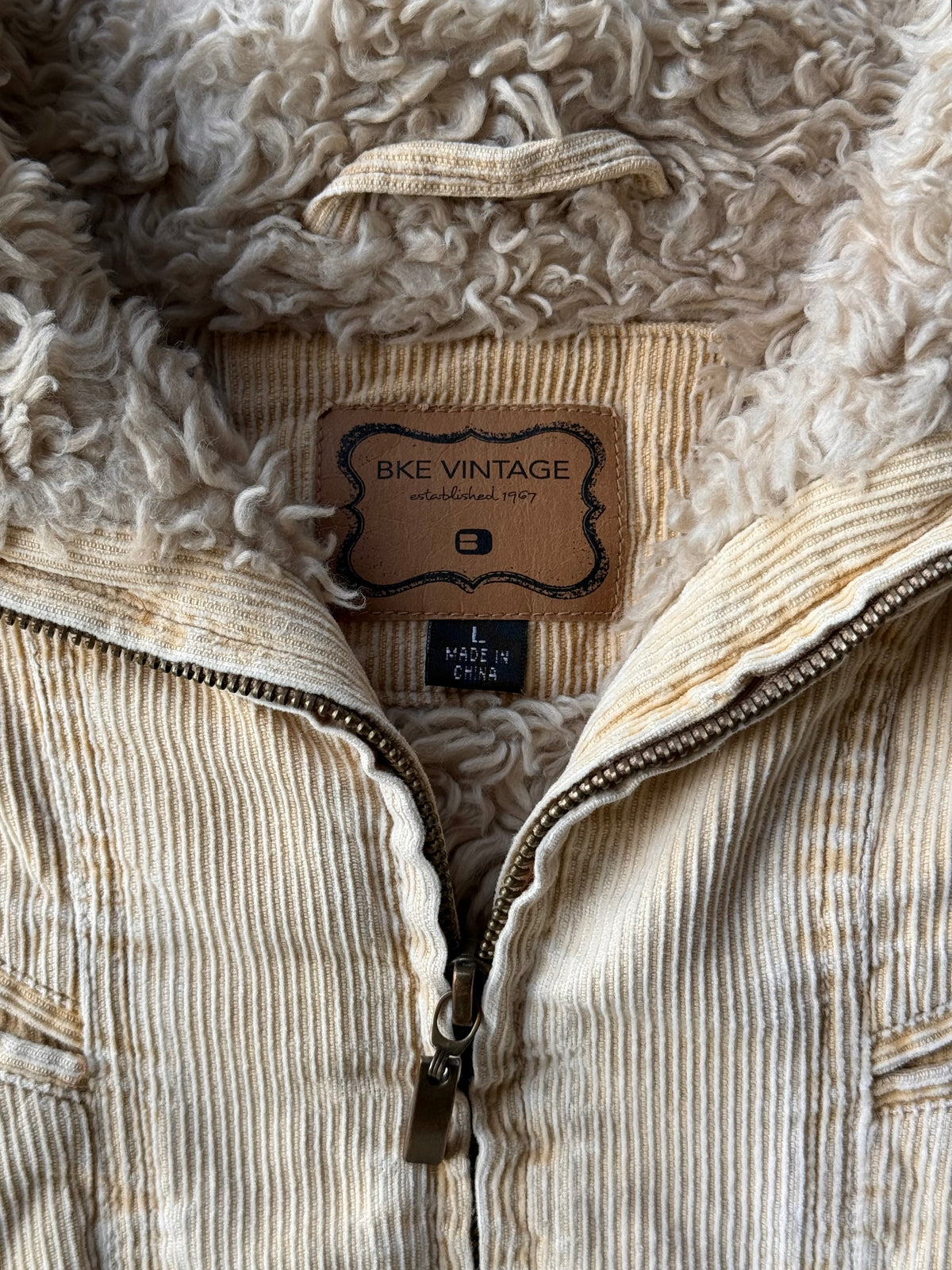 Fur Trim Corduroy Jacket - L