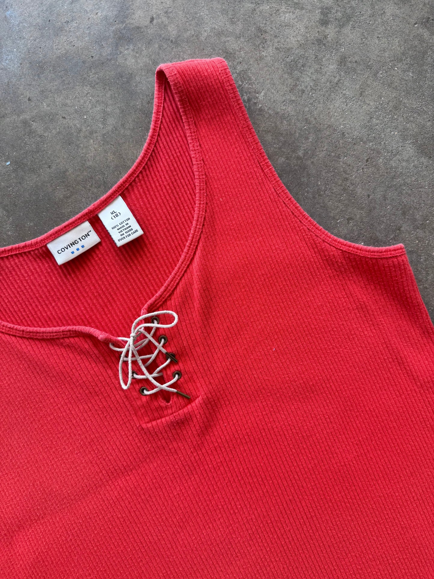 Lace Up Ribbed Tank - XL