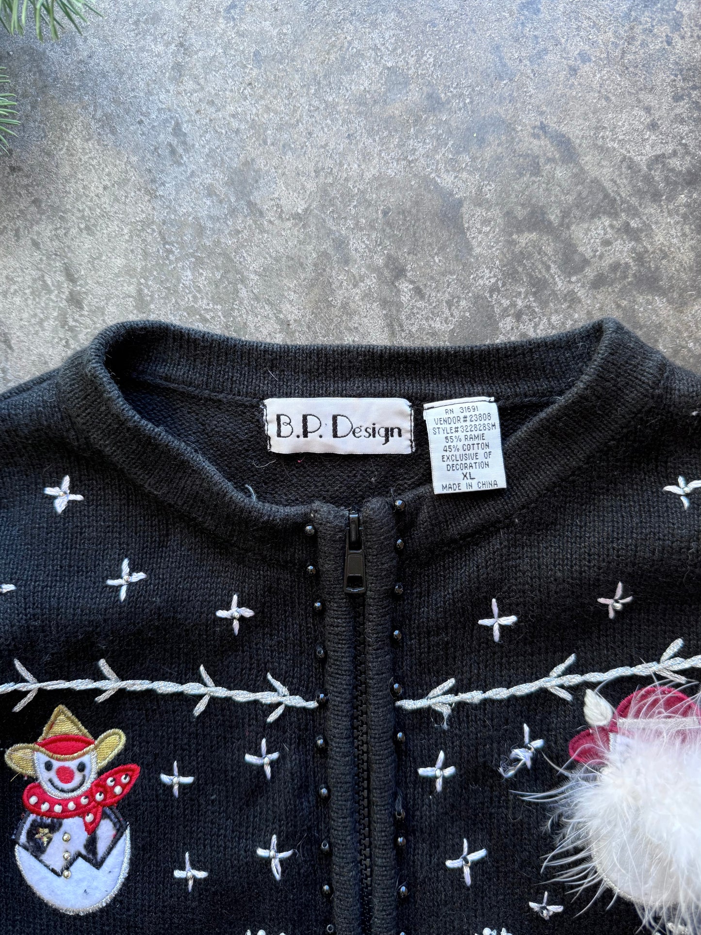 Snowman Zip Up Cardigan - XL