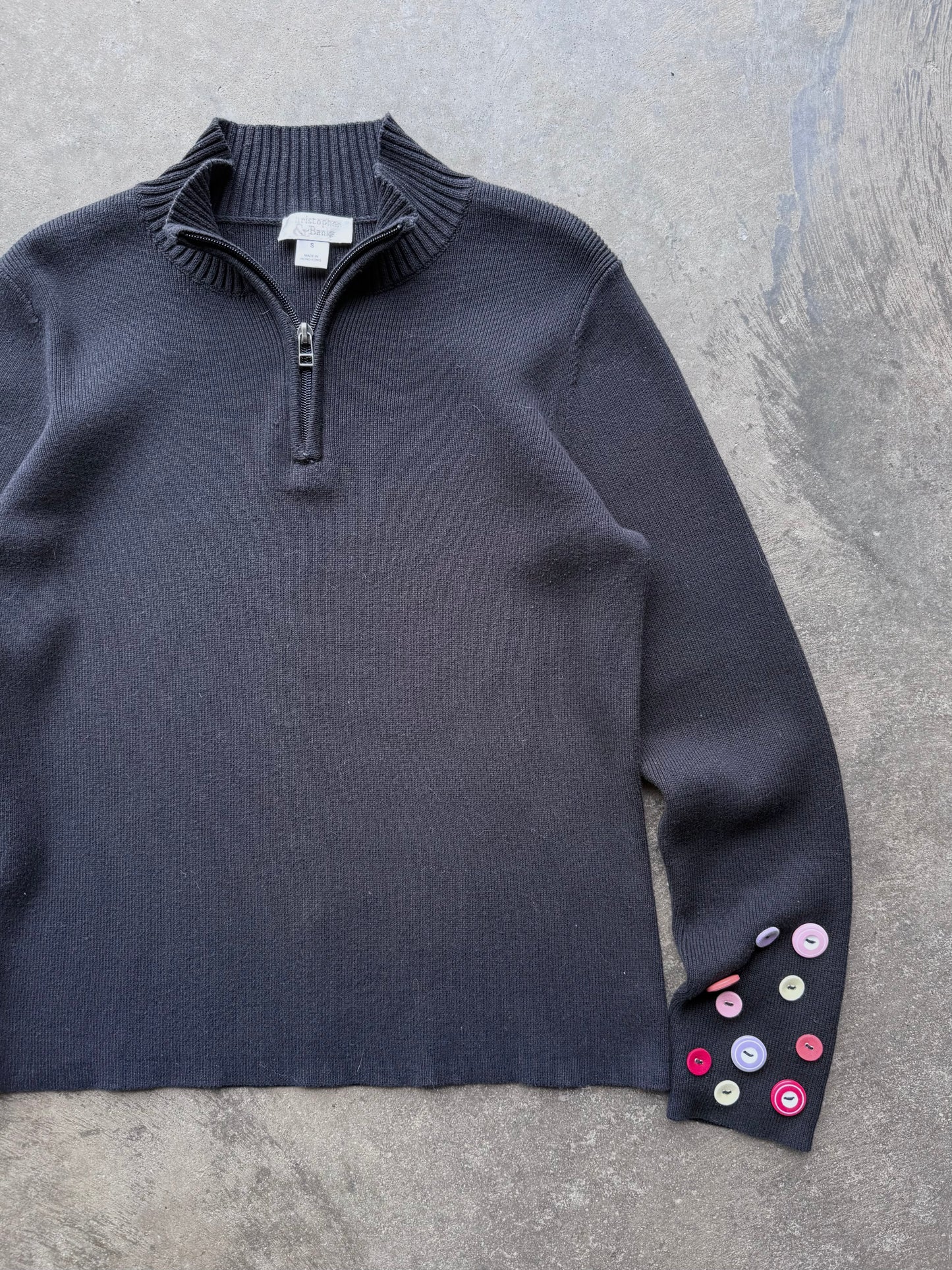 Button Quarterzip Sweater - S