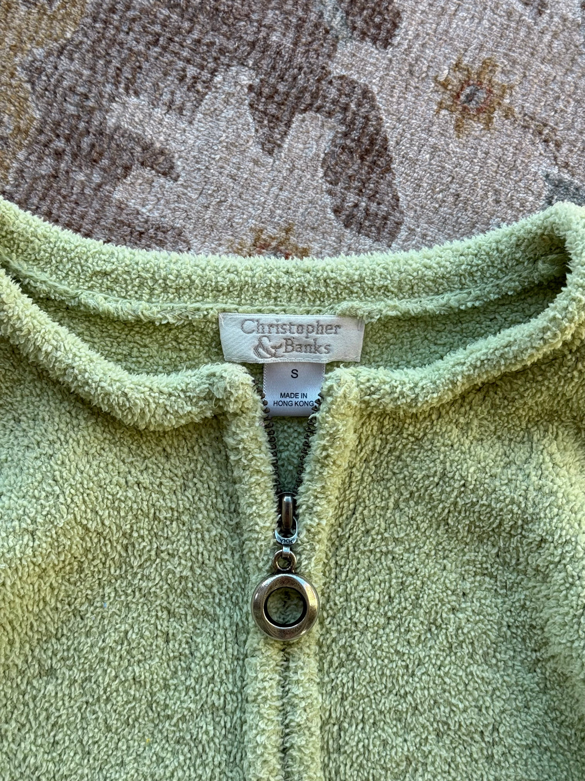 Fuzzy Zip Up Cardigan - S