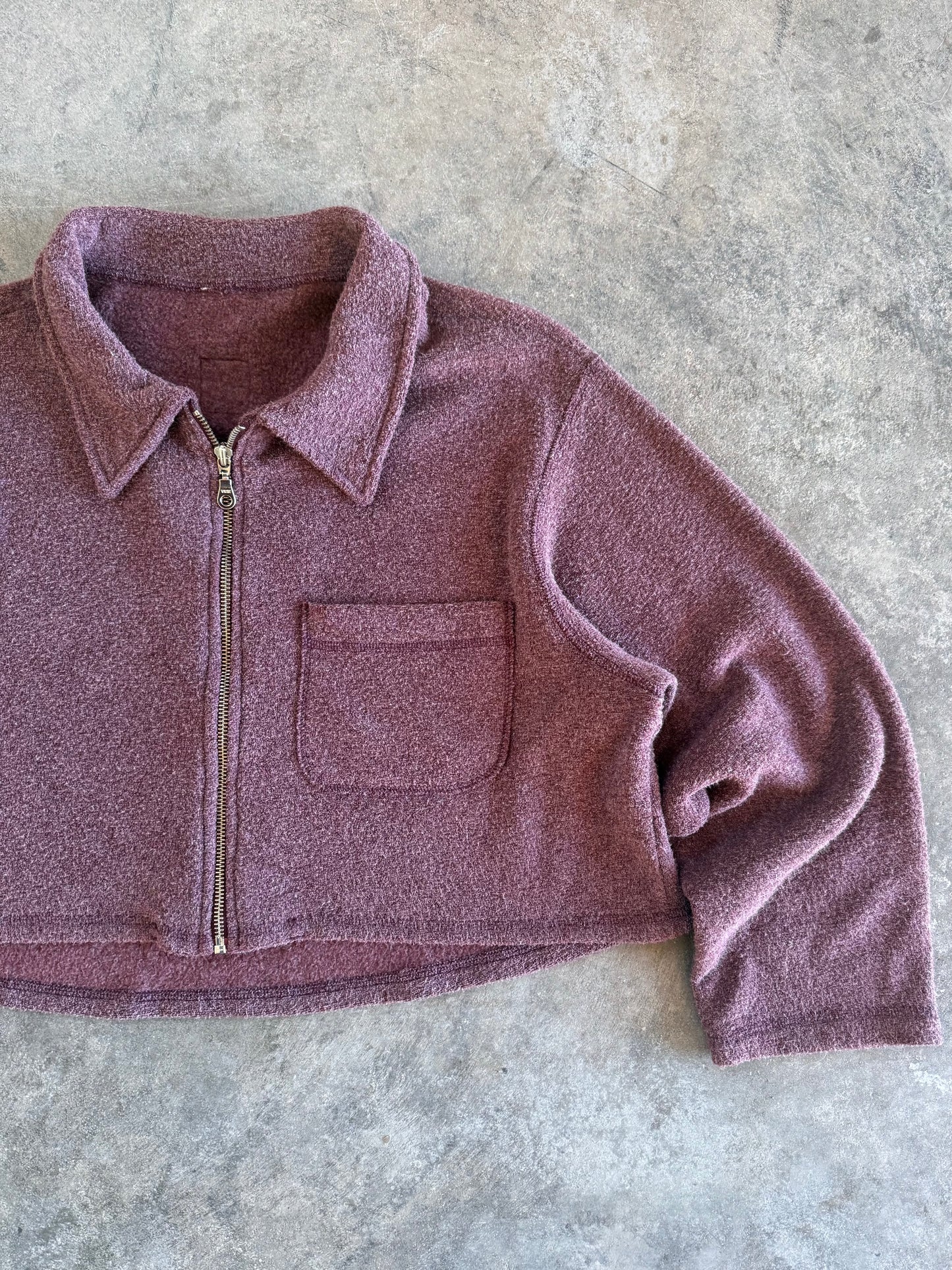 Knit Cropped Zip Up - M