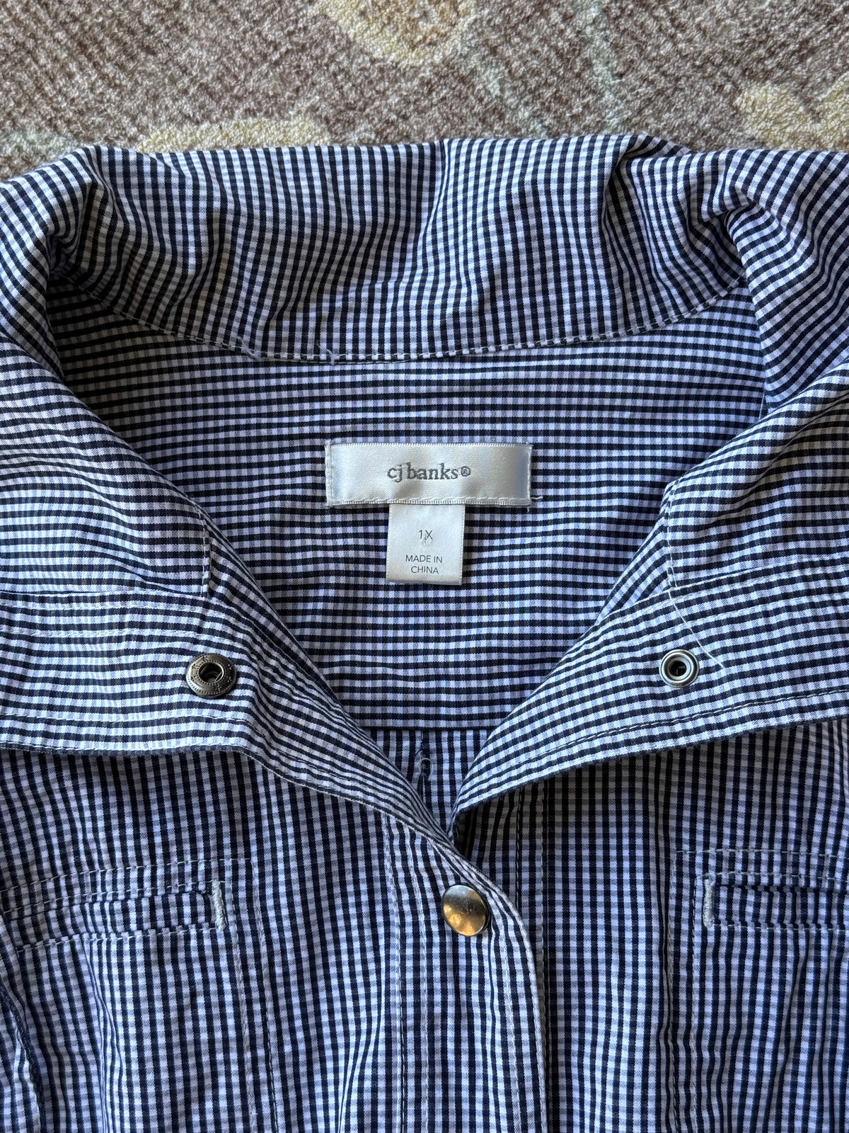 Gingham Funnel Neck Jacket - XL