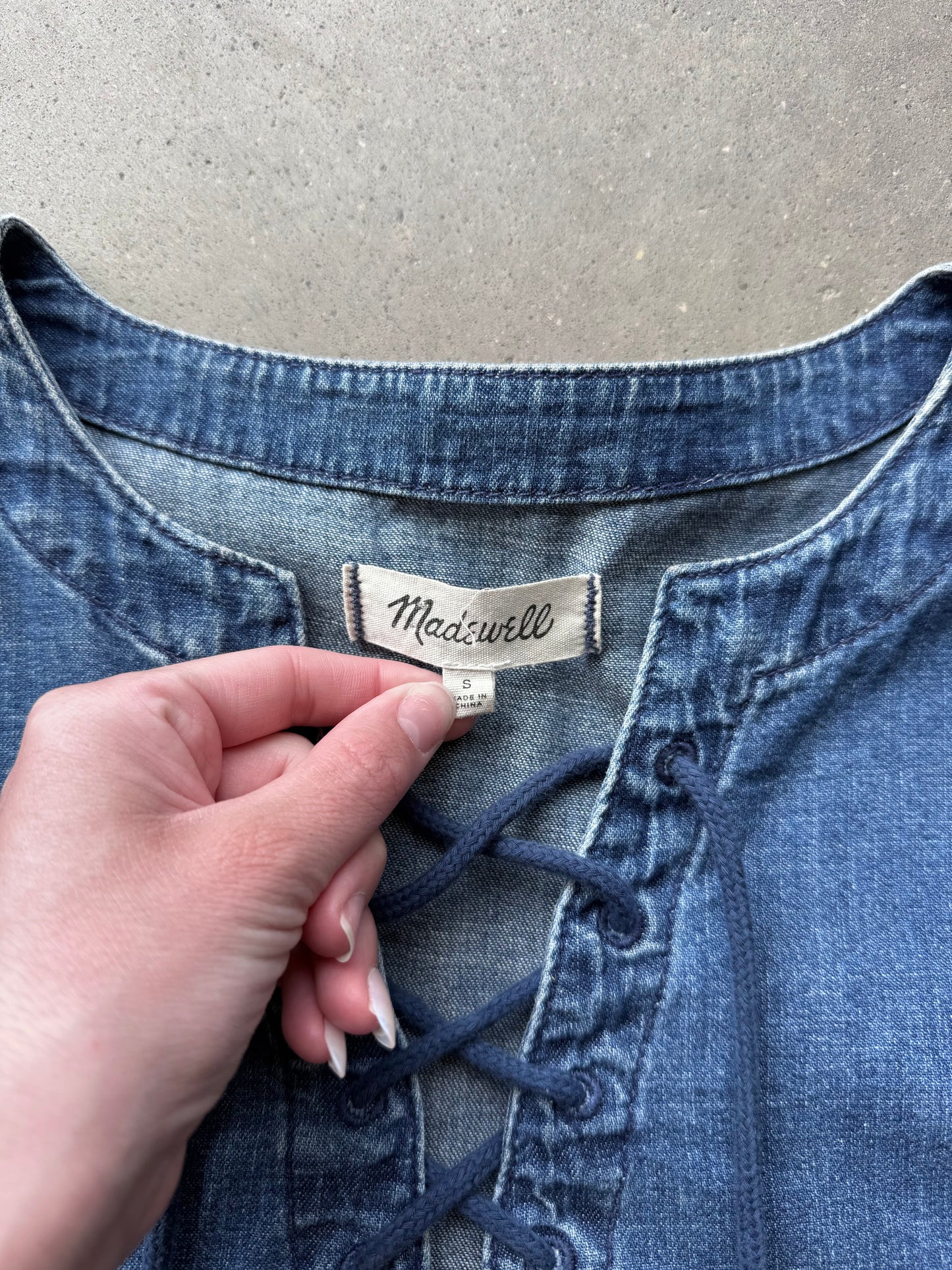Denim Lace Up Top - S