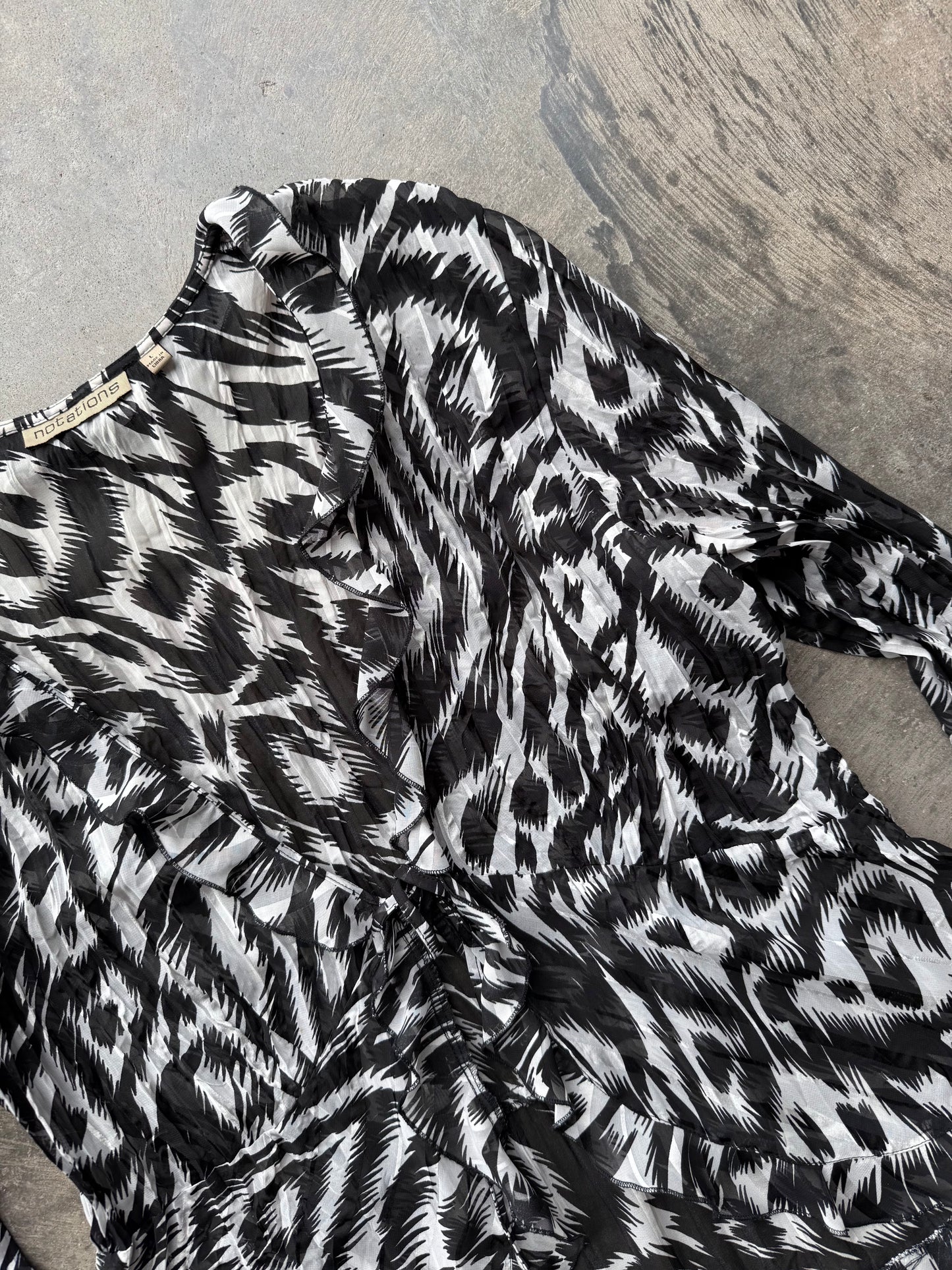 Animal Print Frilly Top - L