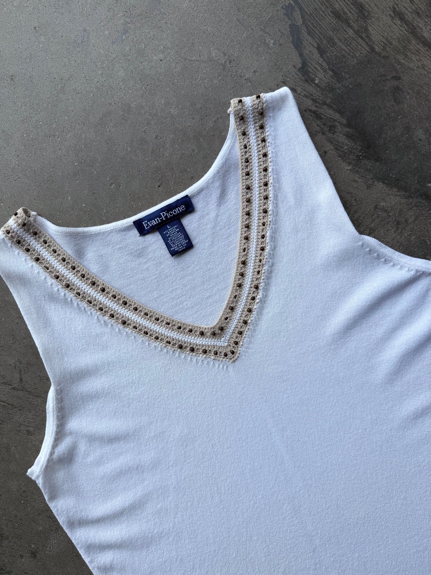 Beaded Knit Tank - L