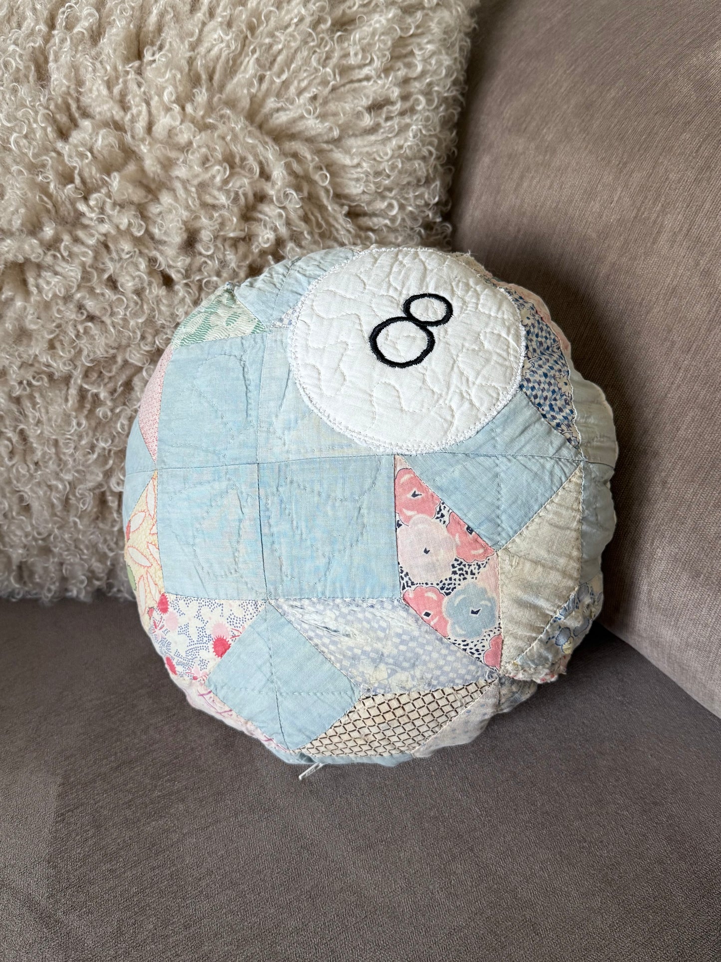 Distressed 8 Ball Pillow - 13.5”