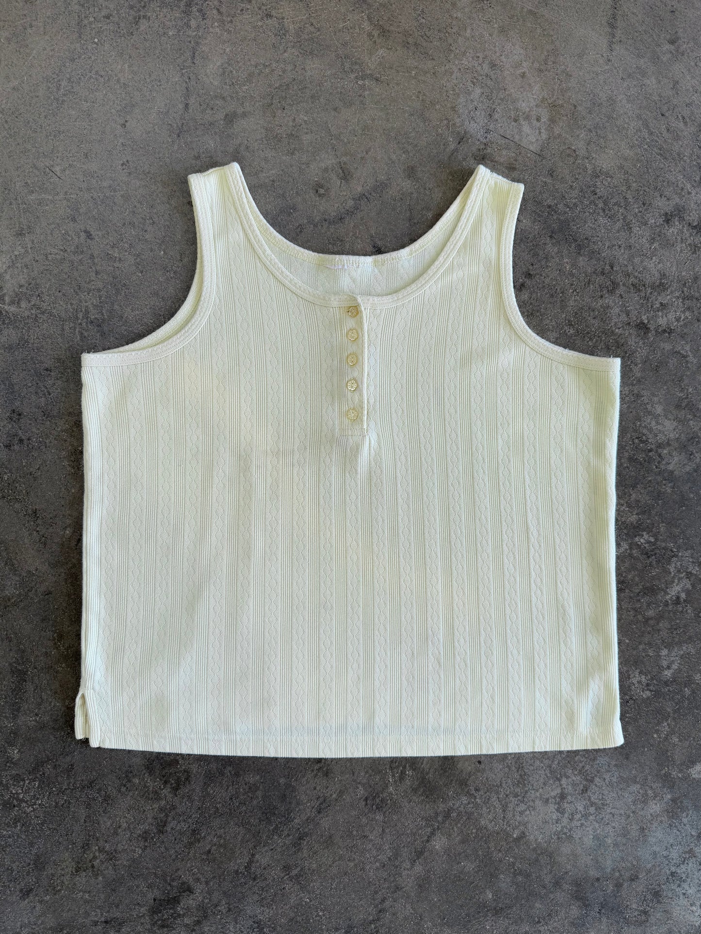 Pointelle Button Tank - L