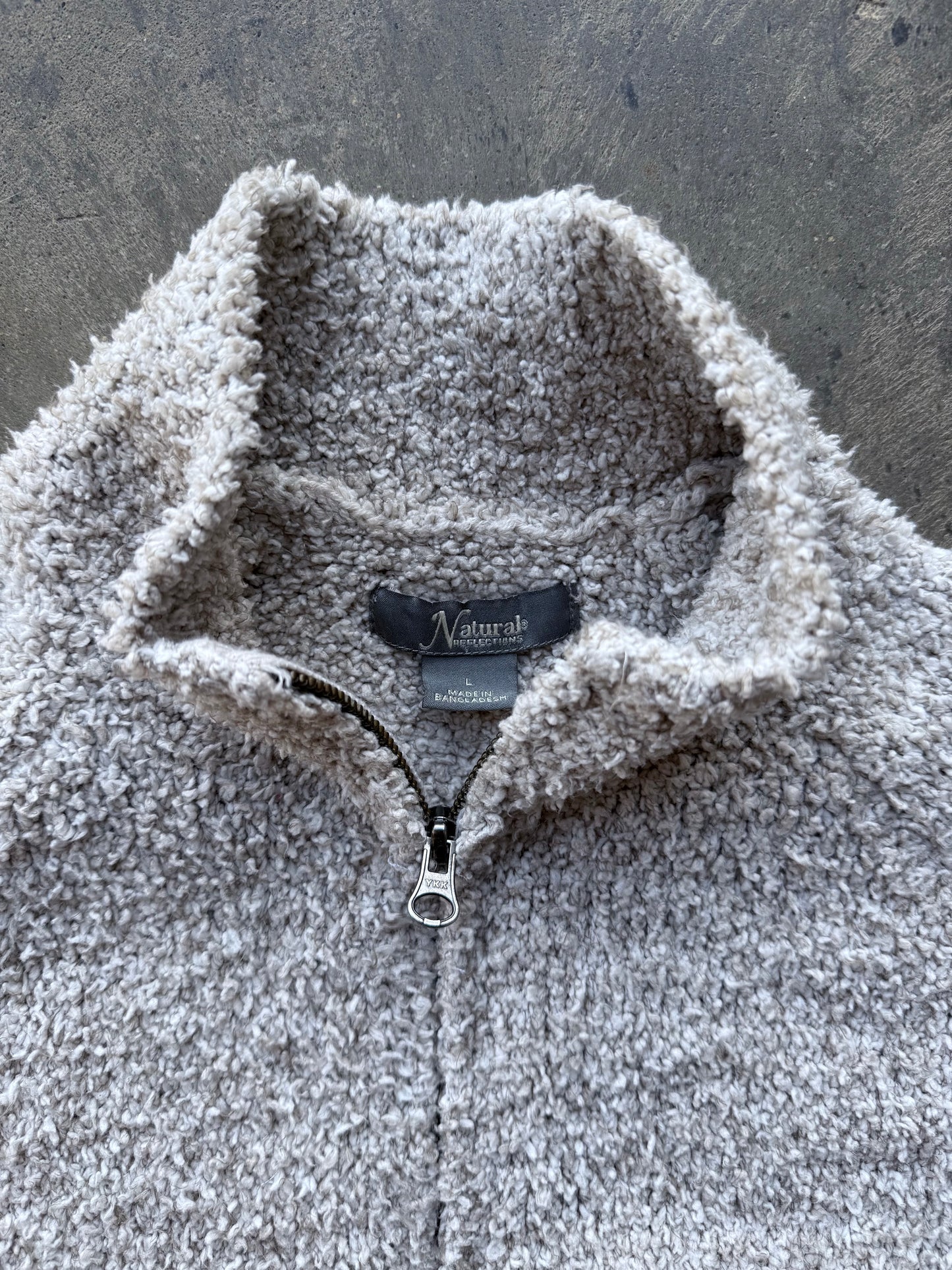 Fuzzy Zip Up Cardigan - L