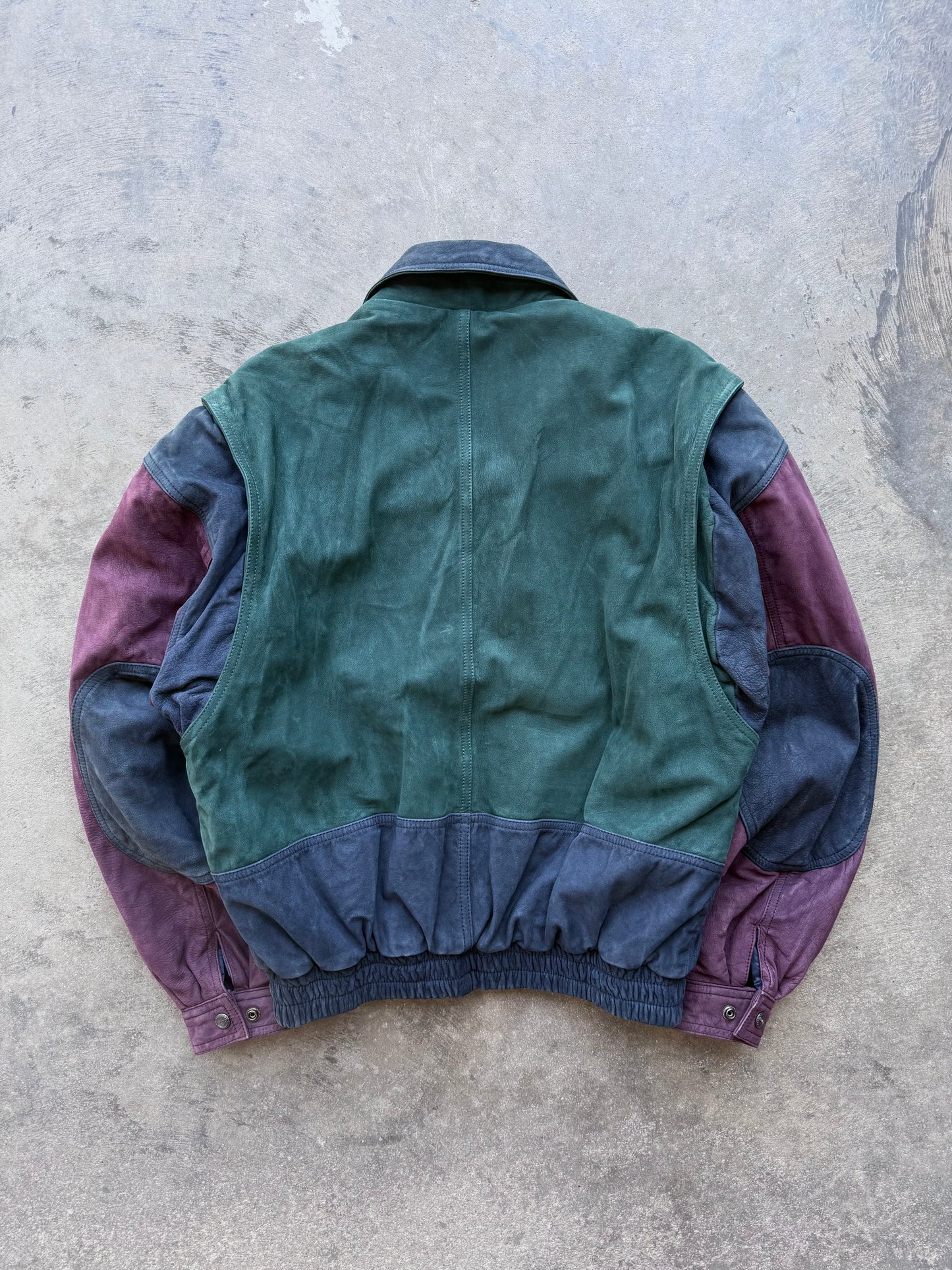 Colorblock Leather Jacket - M