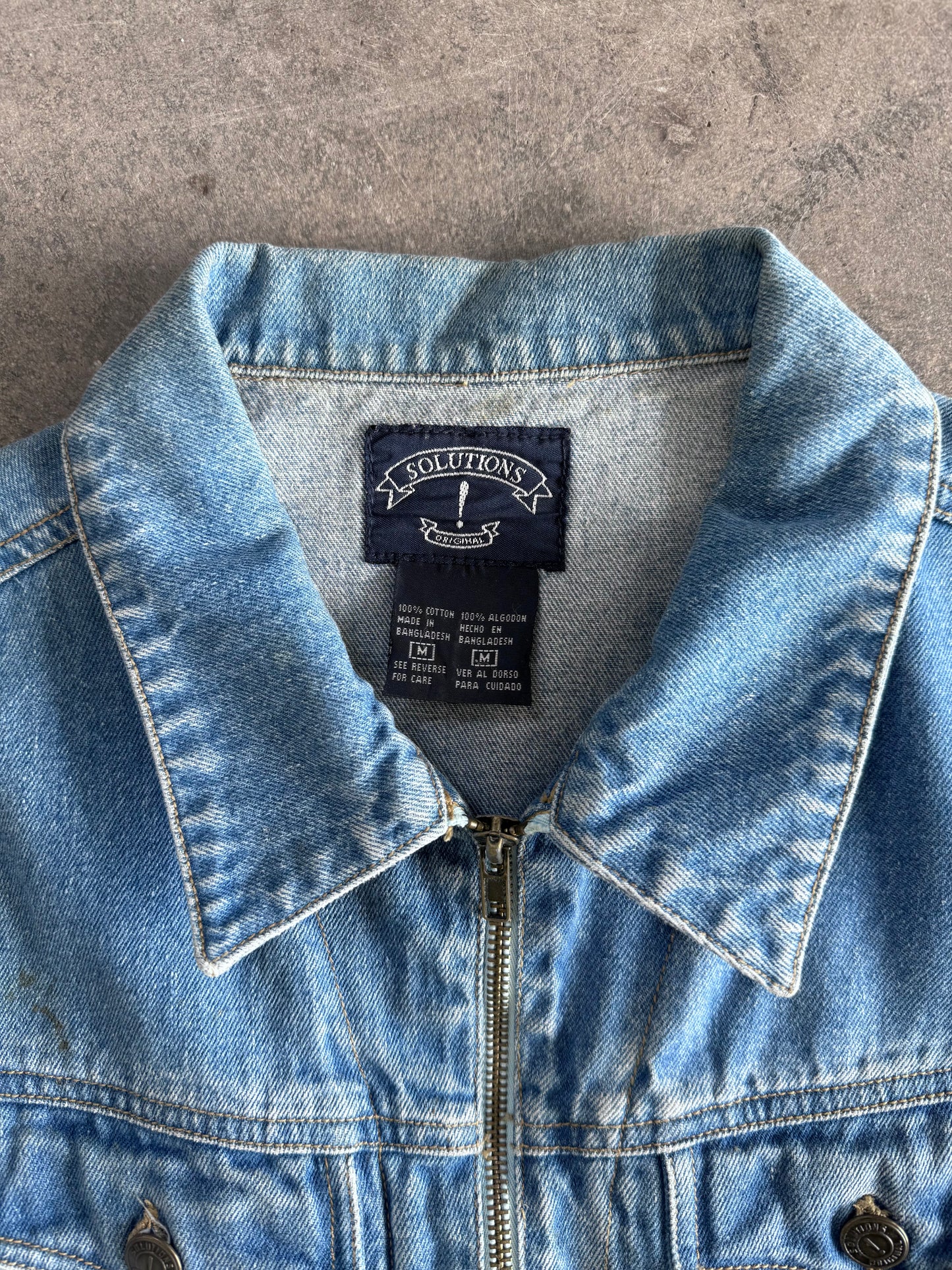 Zip Up Denim Vest - M