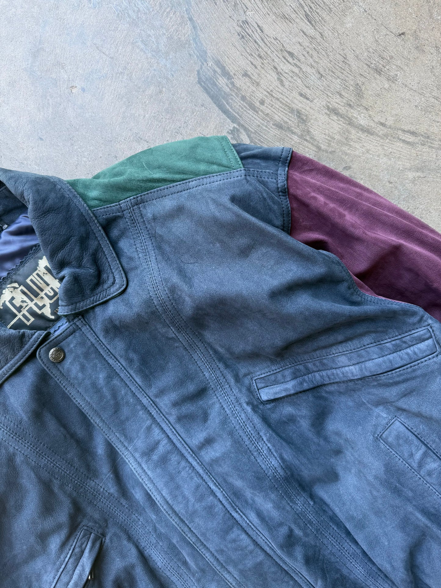Colorblock Leather Jacket - M