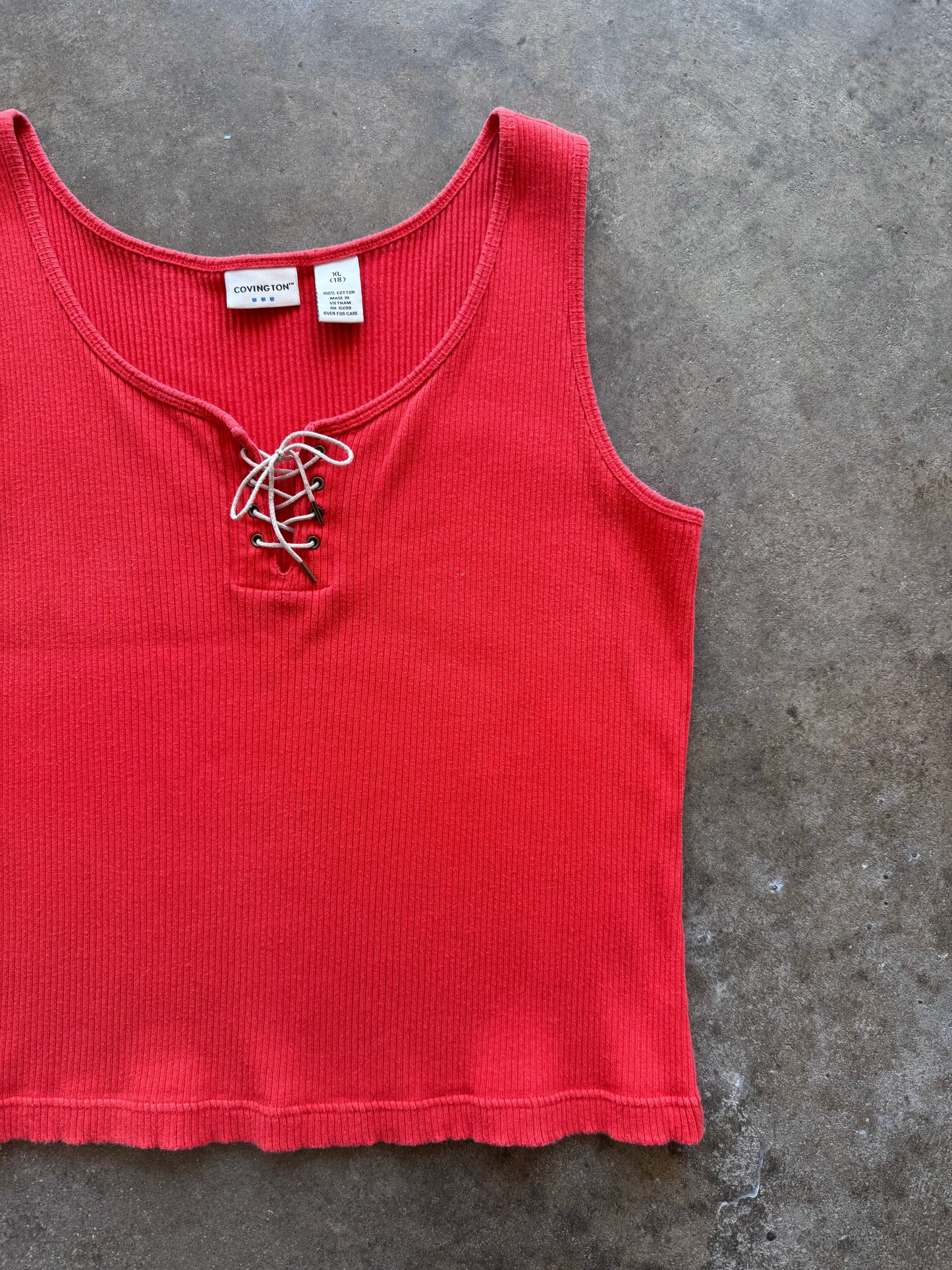 Lace Up Ribbed Tank - XL