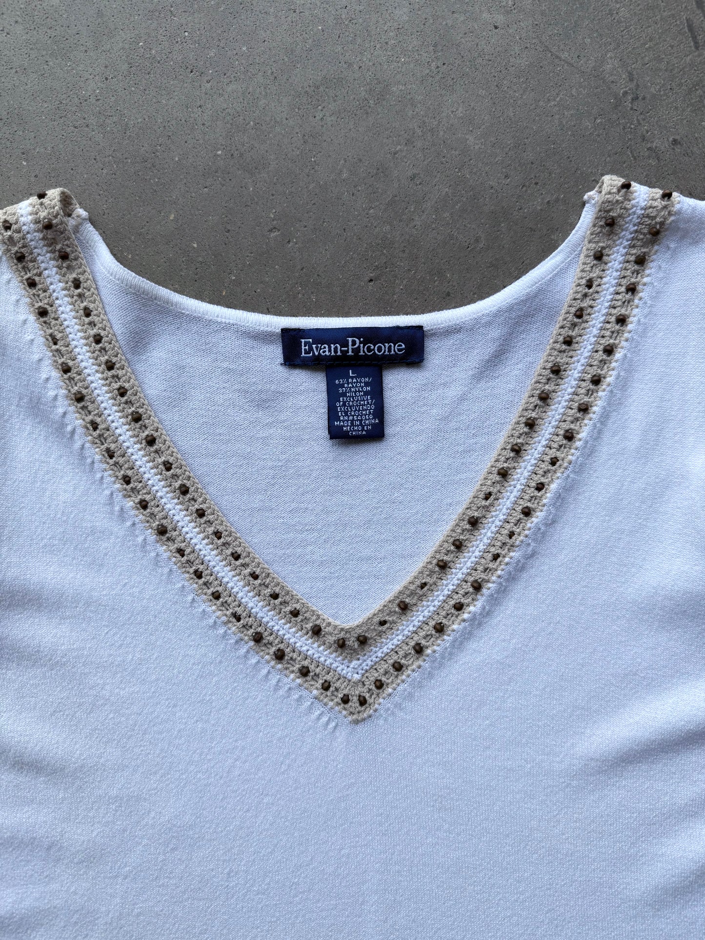 Beaded Knit Tank - L