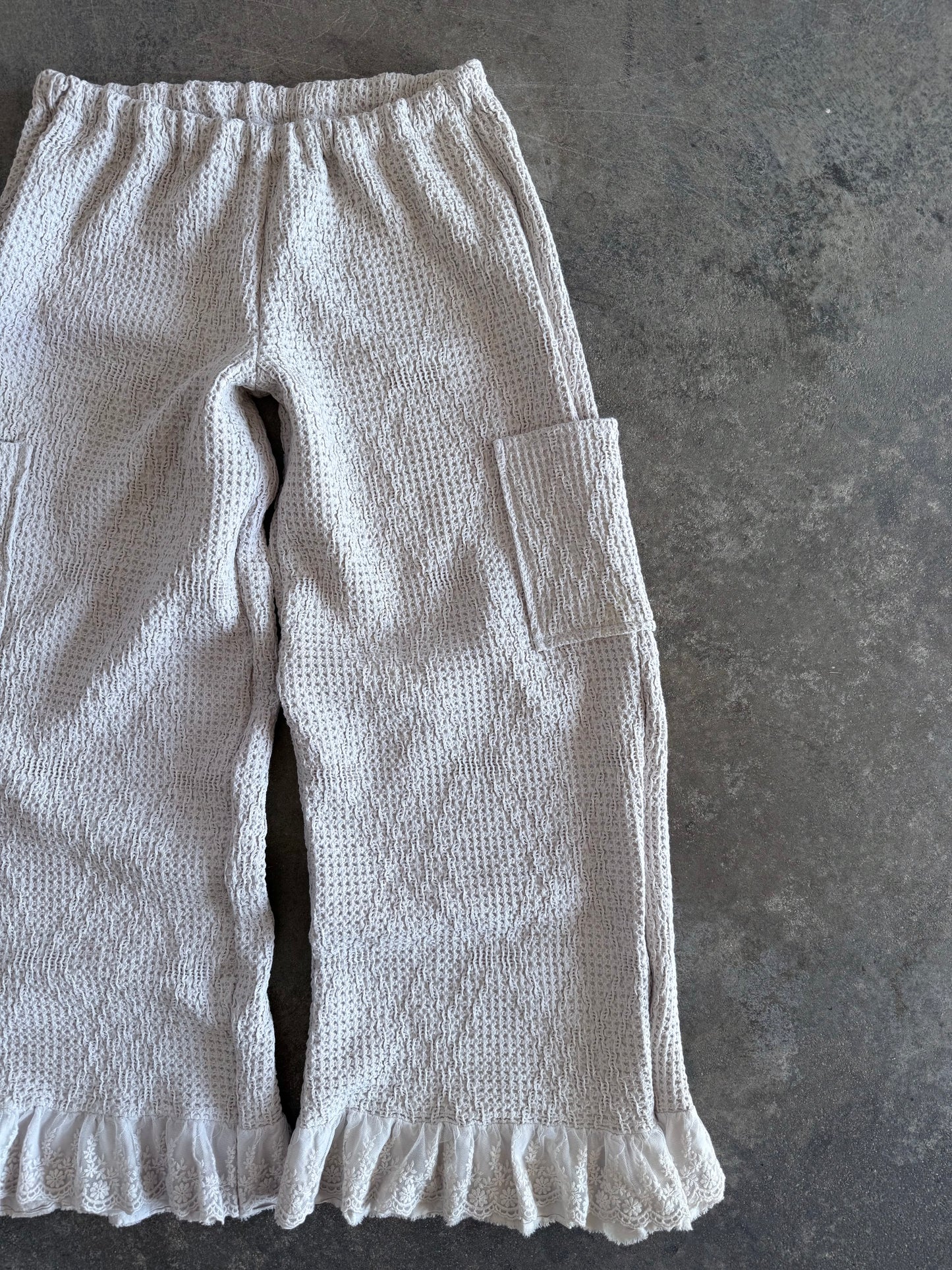 Wide Leg Frilly Pants - S/M