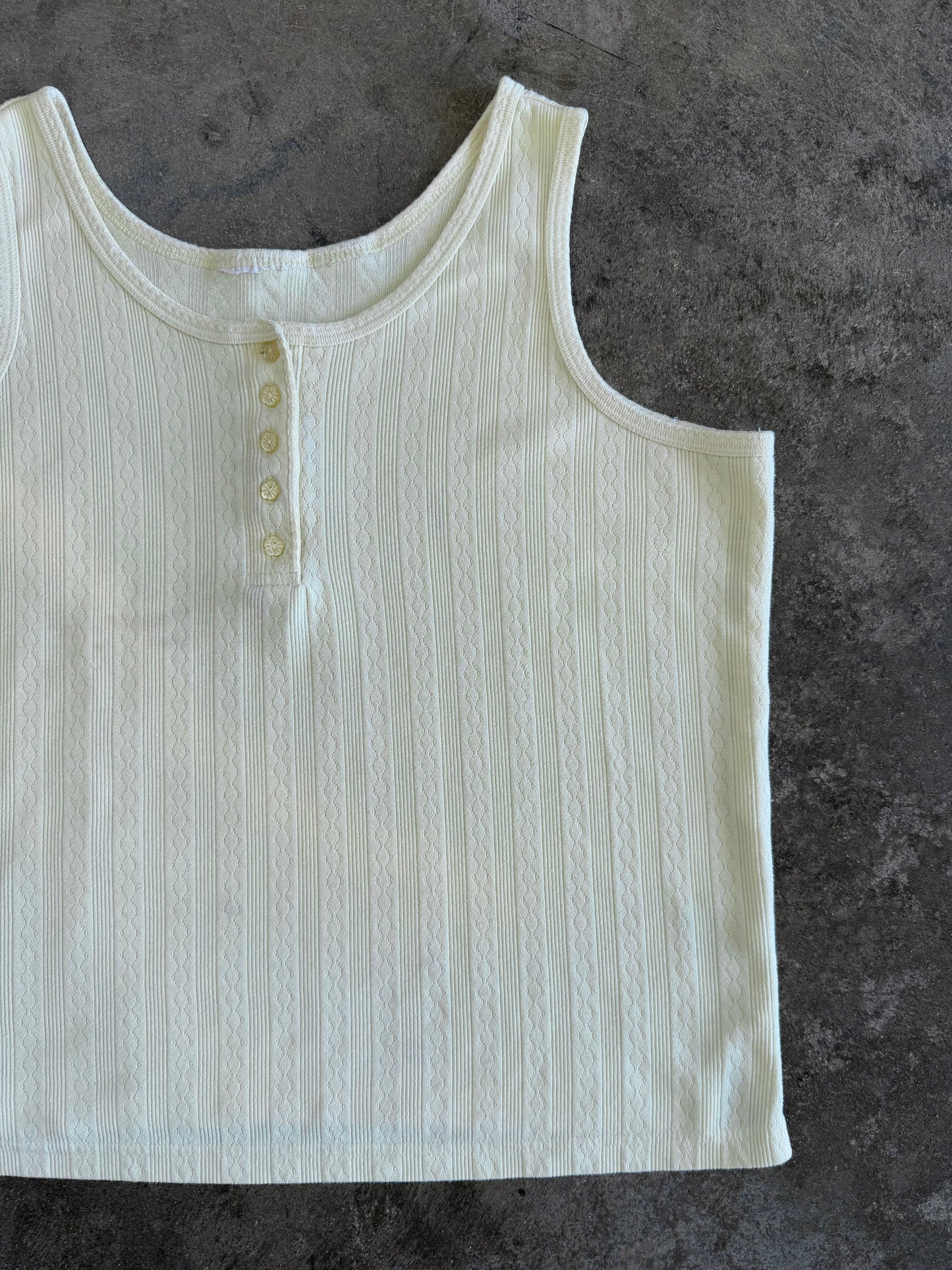 Pointelle Button Tank - L