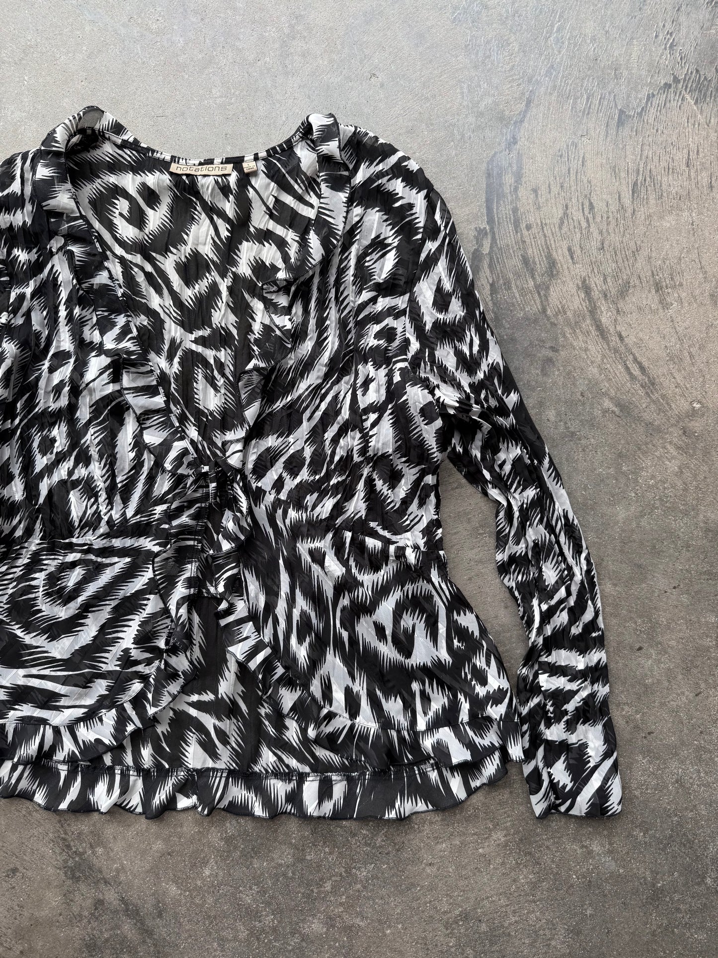 Animal Print Frilly Top - L