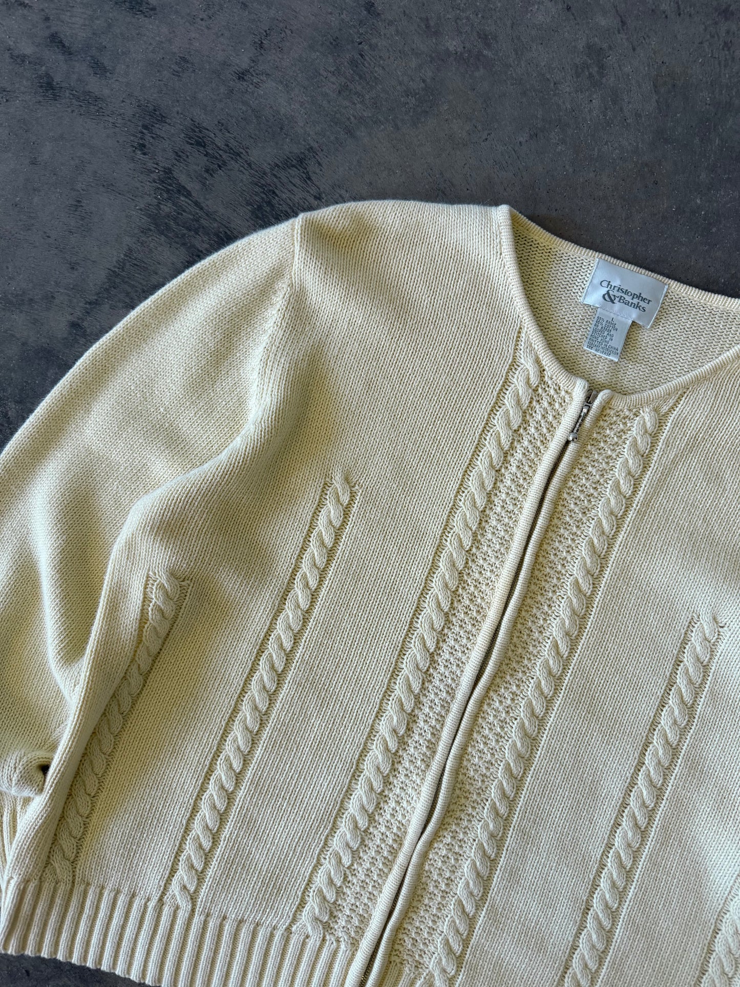 Zip Up Cardigan - L