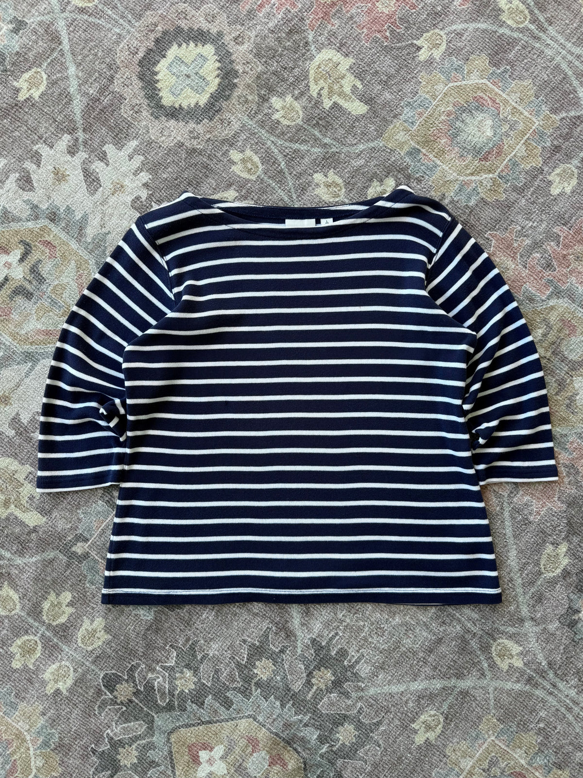 Striped 3/4 Sleeve Top - L