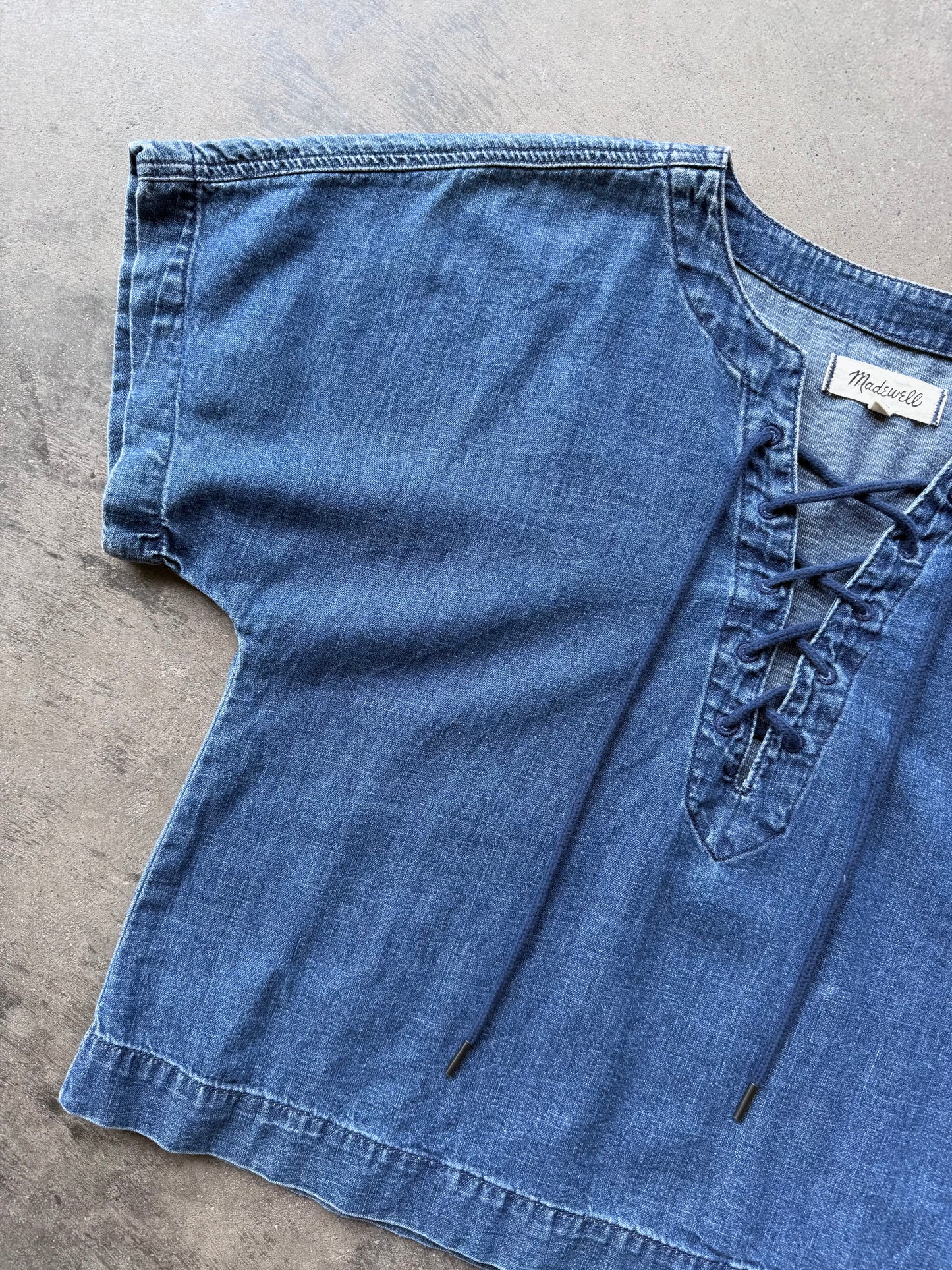 Denim Lace Up Top - S