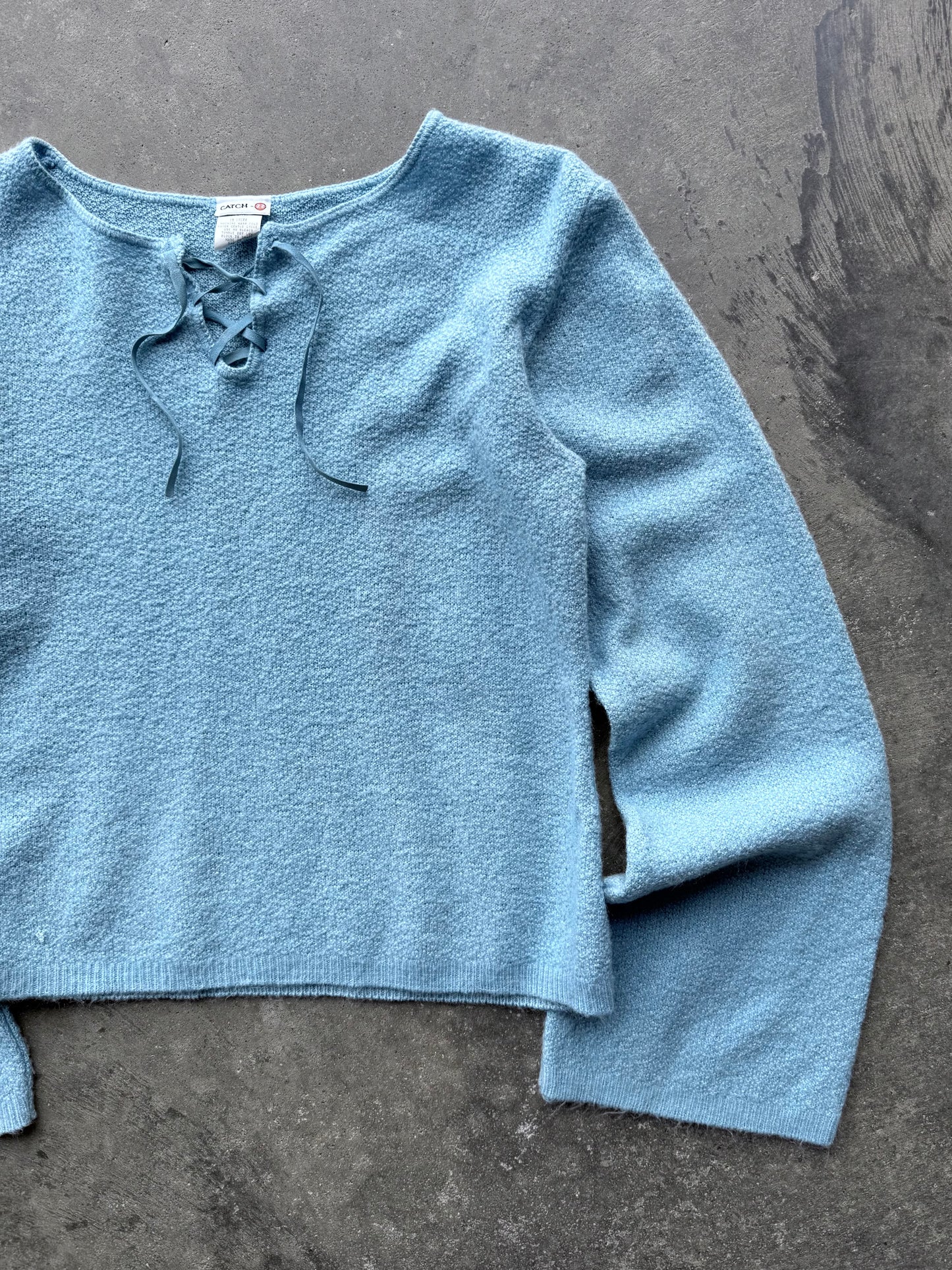 Lace Up Sweater - L