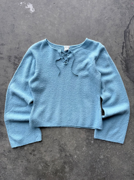 Lace Up Sweater - L