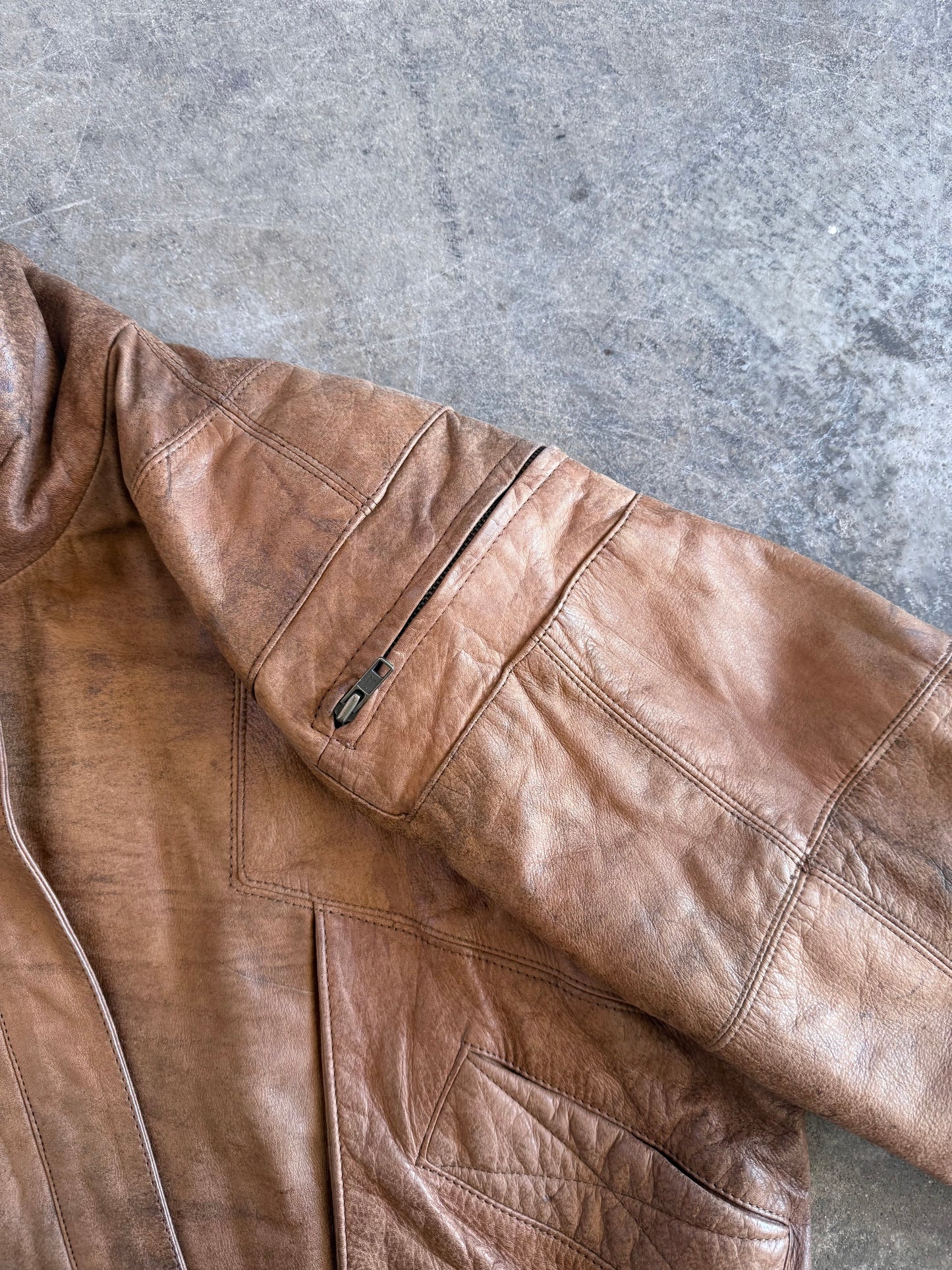 Leather Bomber Jacket - M