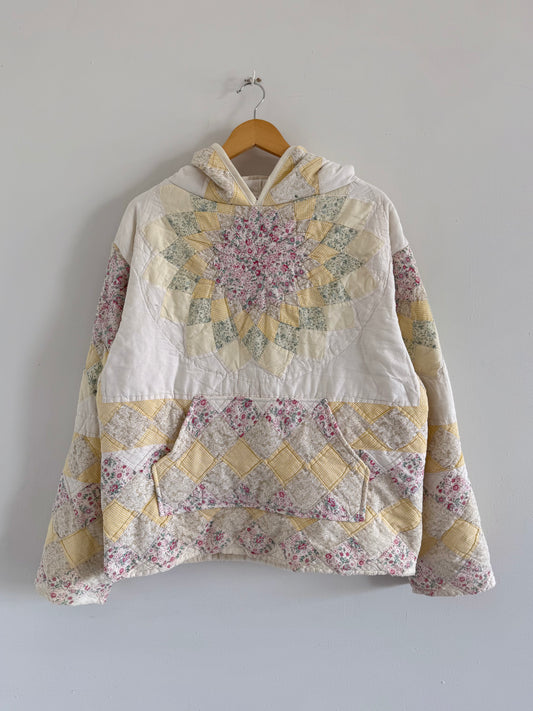 Distressed Quilt Hoodie - L