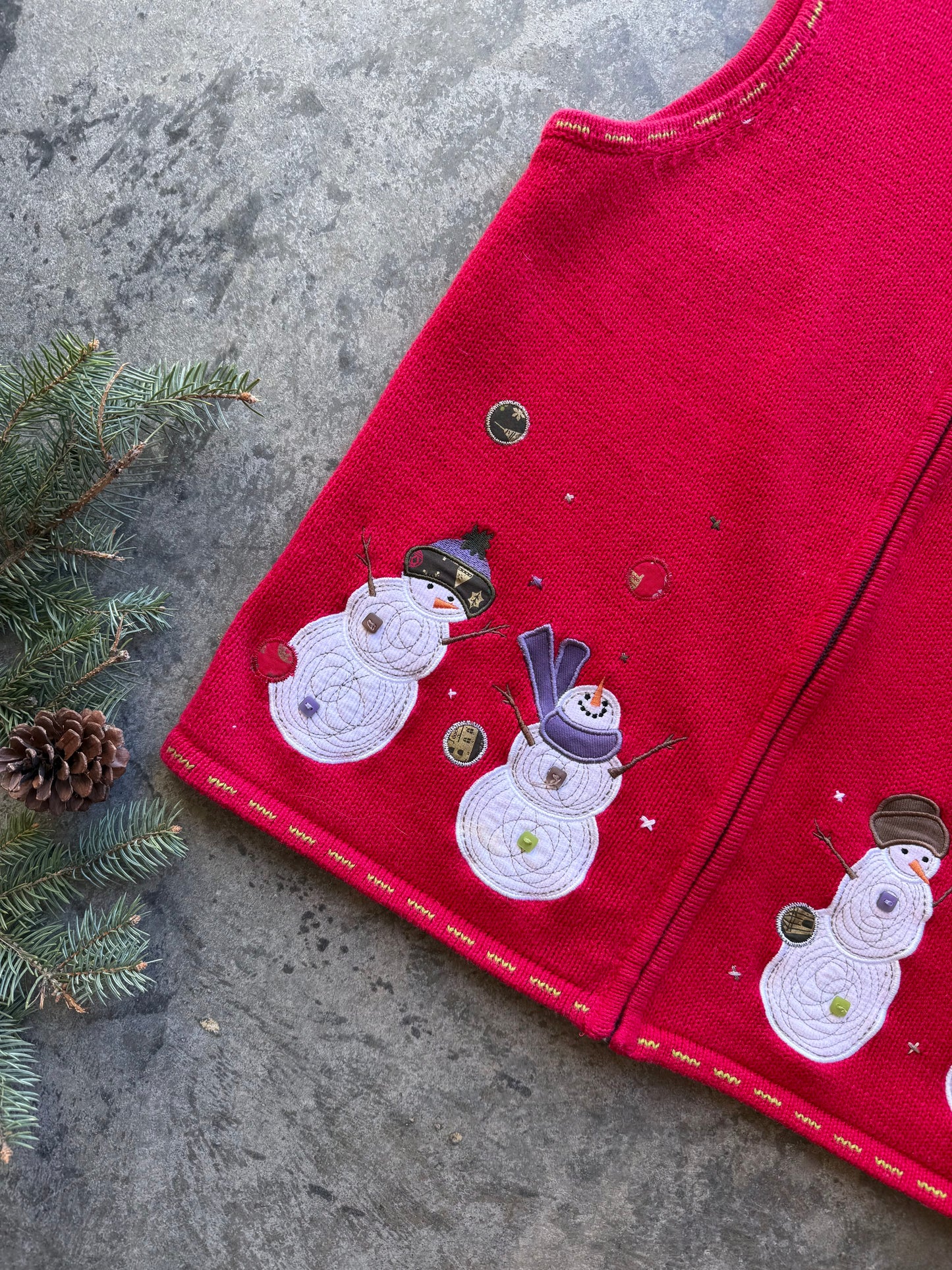 Snowman Zip Up Sweater Vest - M