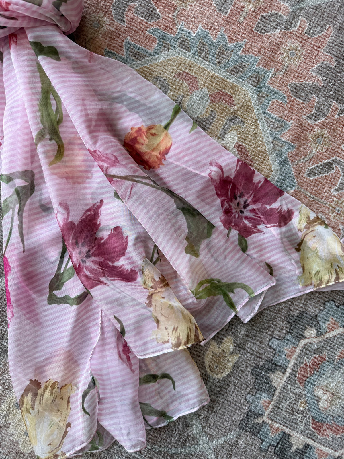 Sheer Flower Scarf