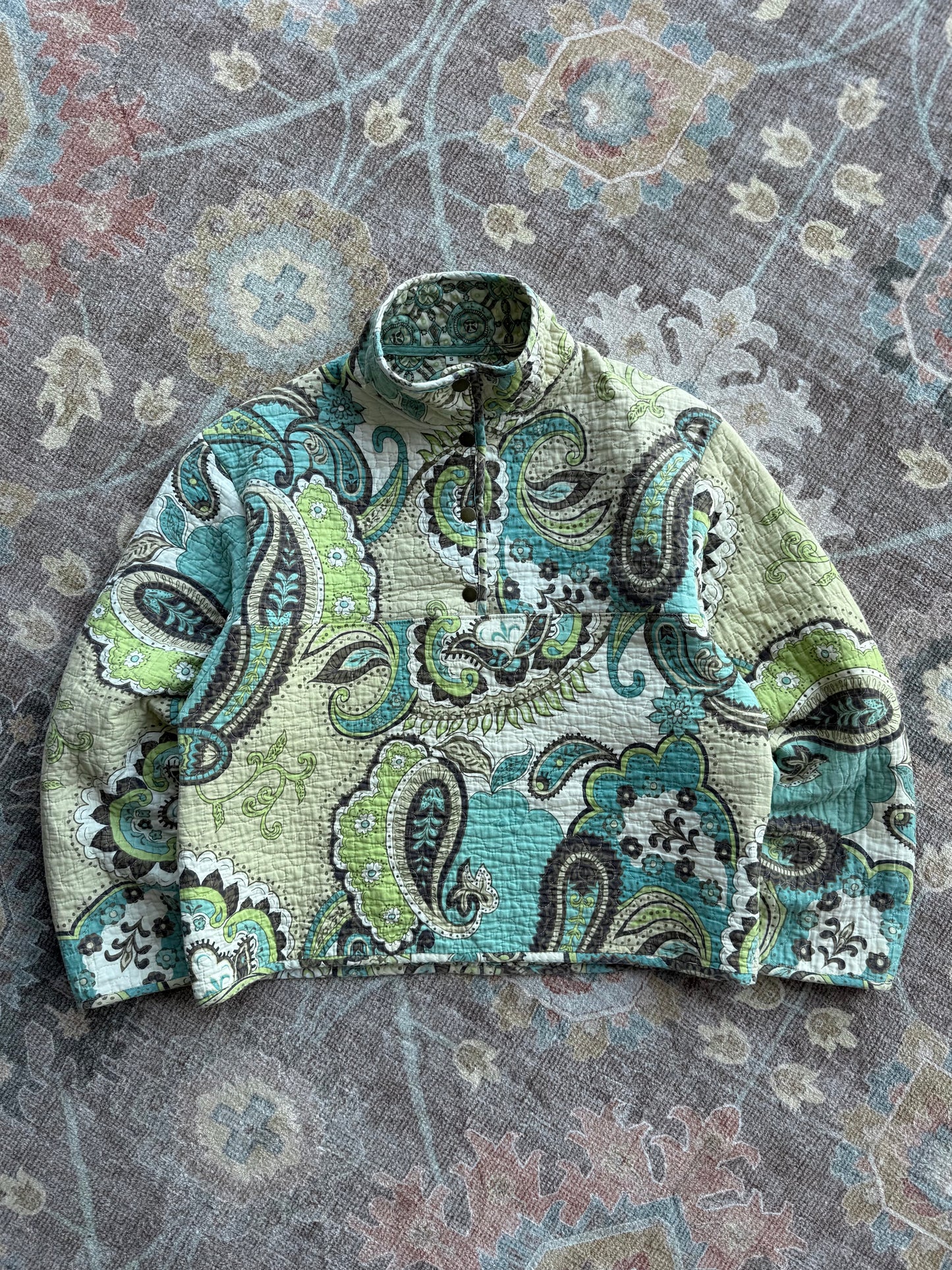 Quilt Snap Button Pullover - S