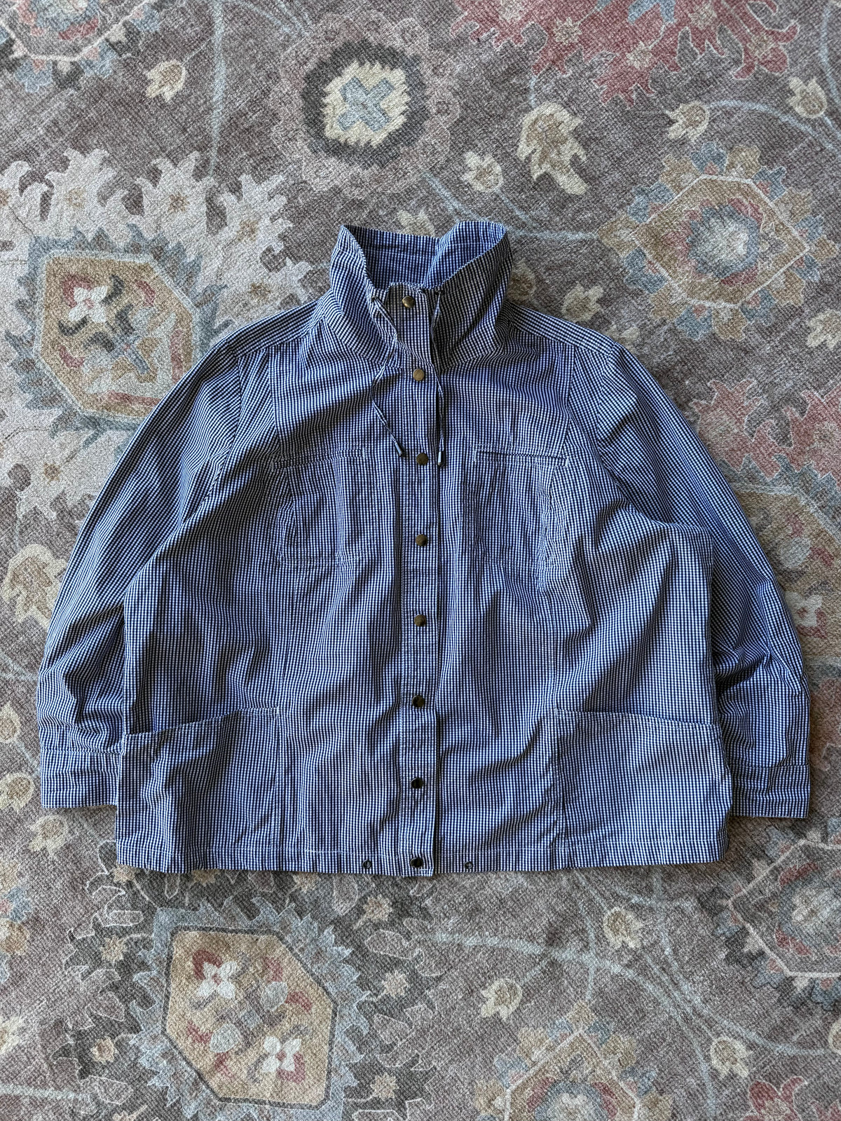 Gingham Funnel Neck Jacket - XL