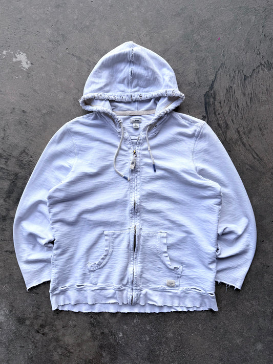 Distressed Zip Up Hoodie - L