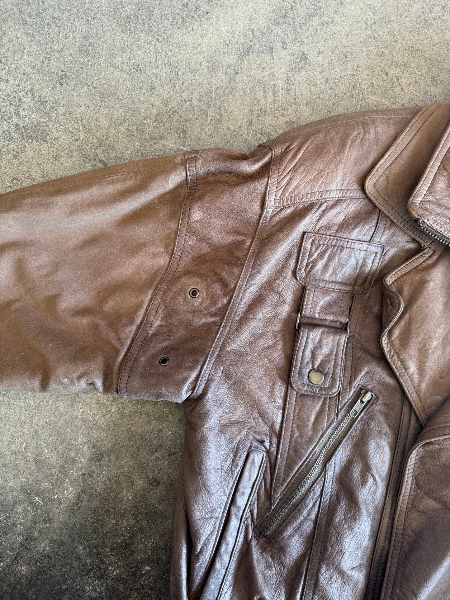 Leather Bomber Jacket - S