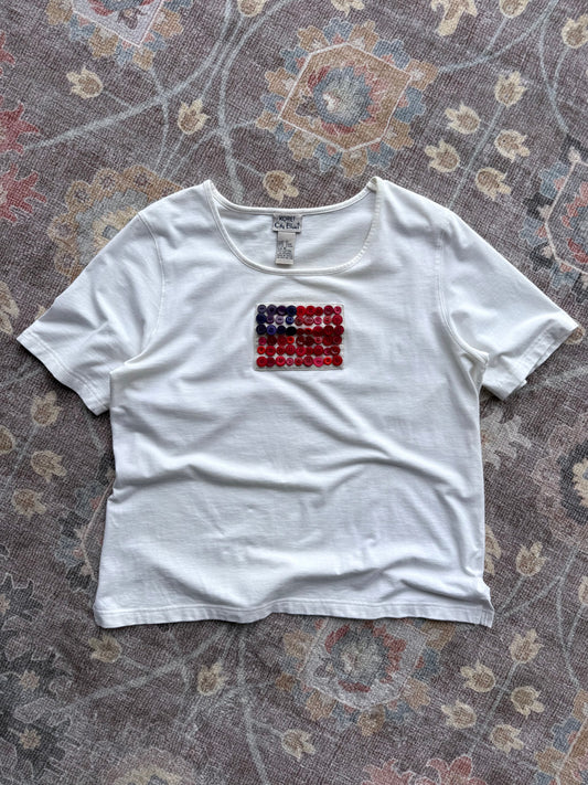 Flag Button Tee - M