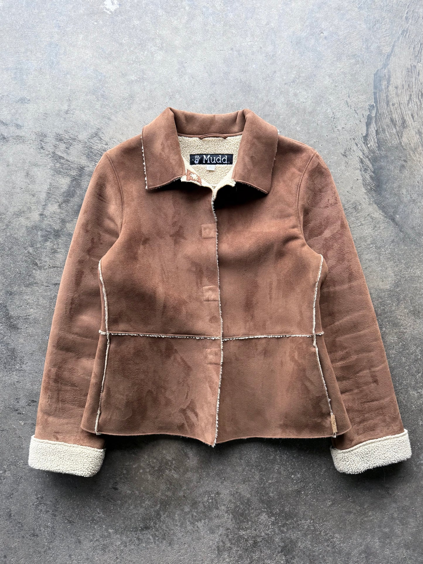 Faux Suede Sherpa Jacket - M