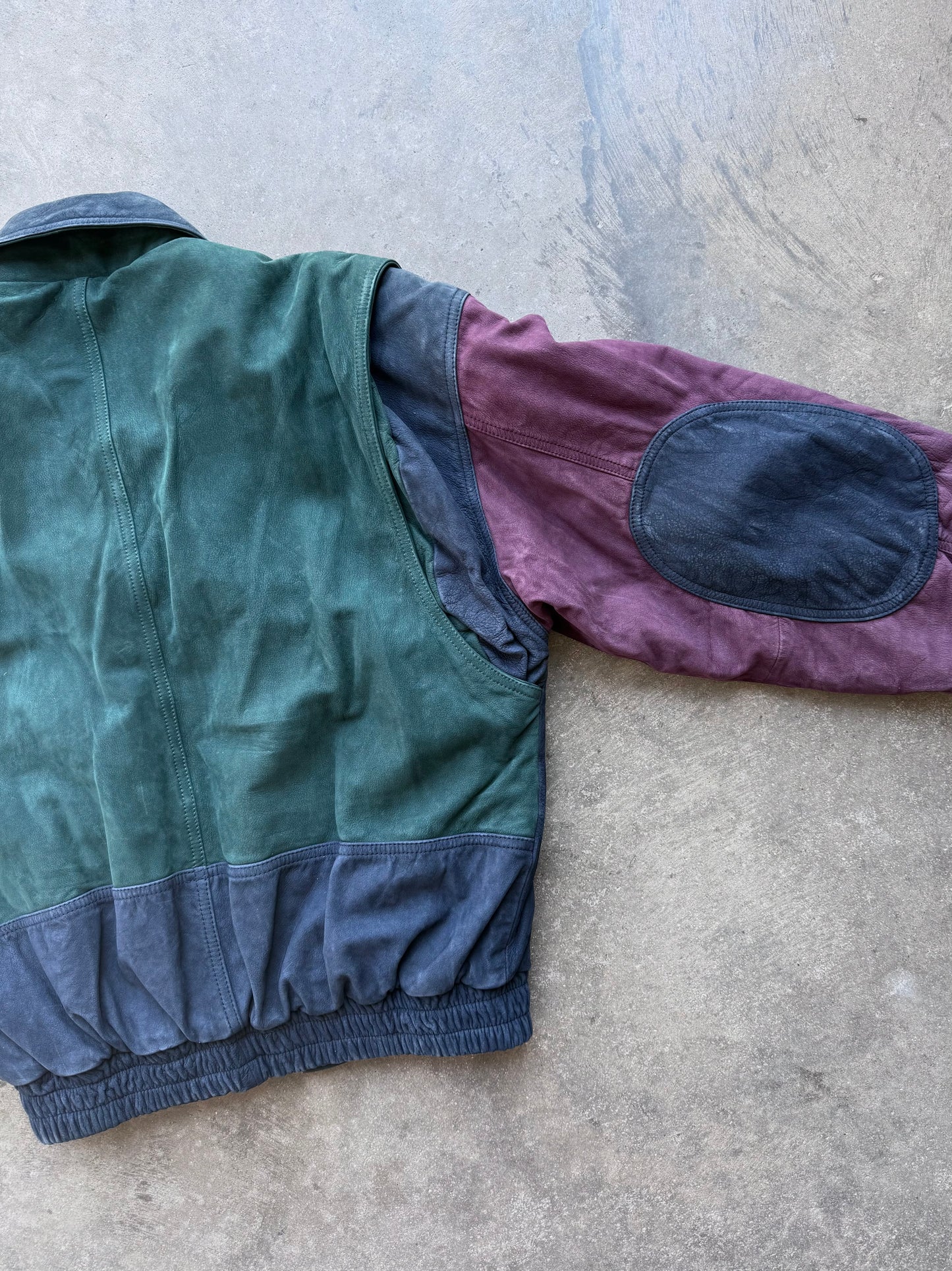 Colorblock Leather Jacket - M