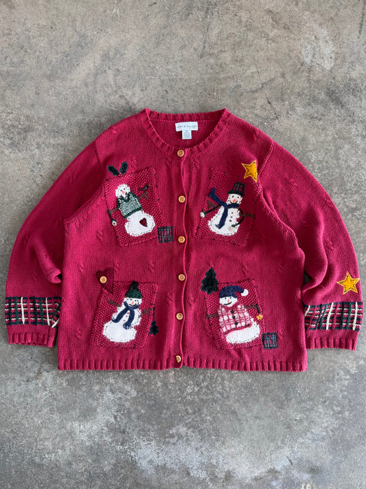 Snowman Cardigan - 2XL