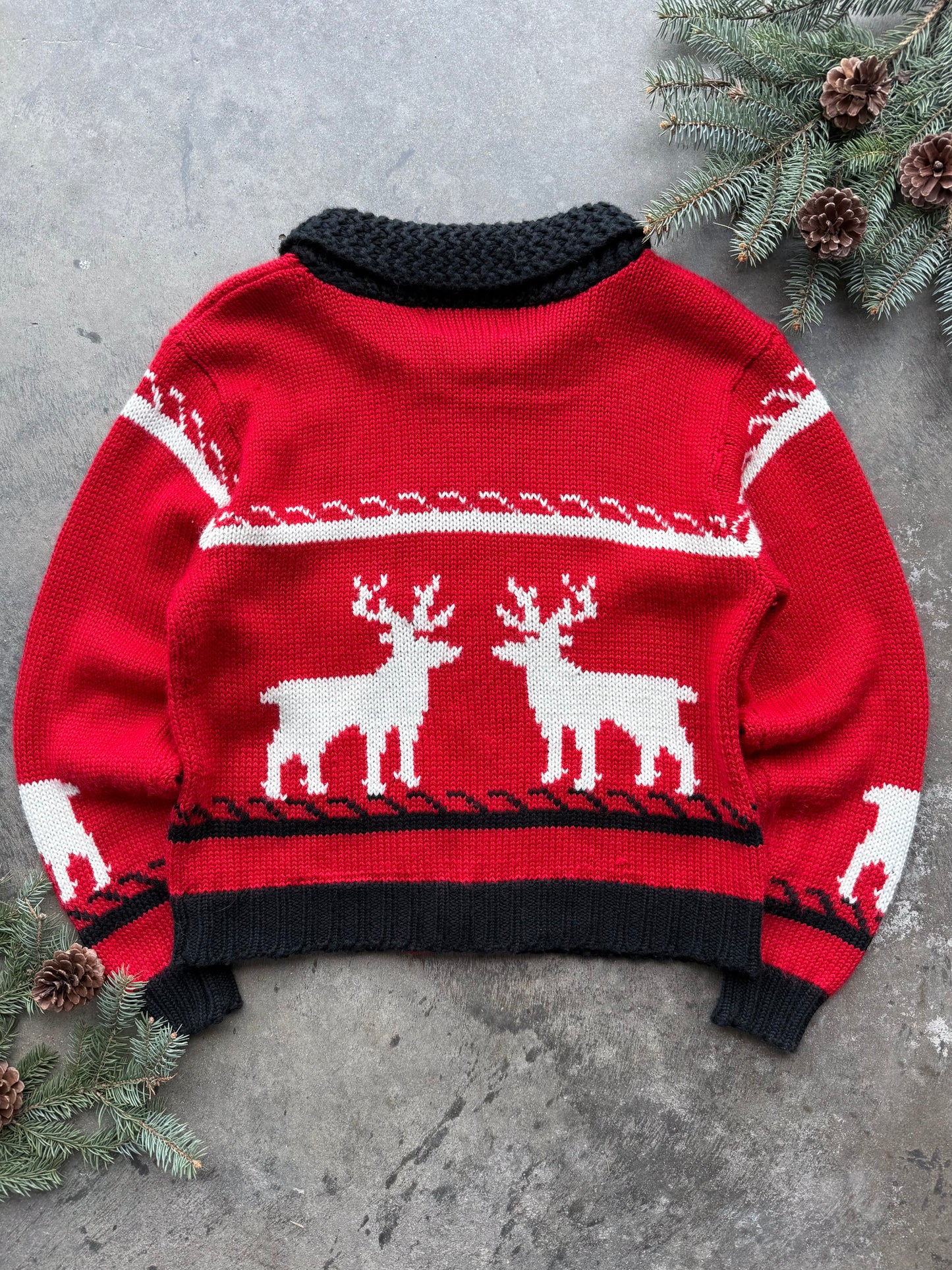 Reindeer Zip Up Cardigan - M