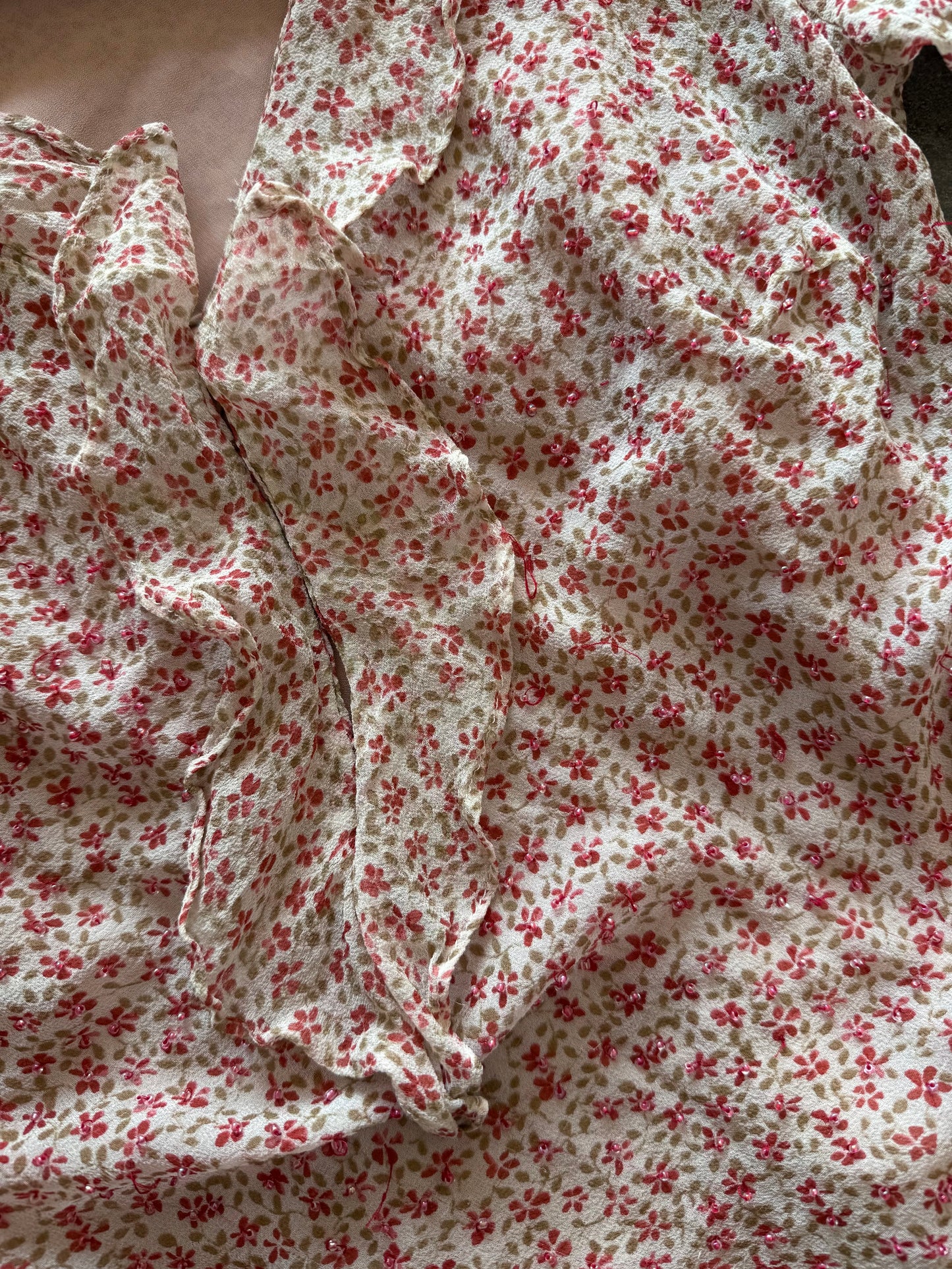 Flower Beaded Top - S