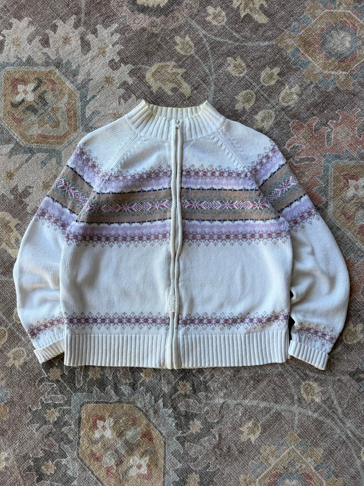 Distressed Fair Isle Cardigan - M