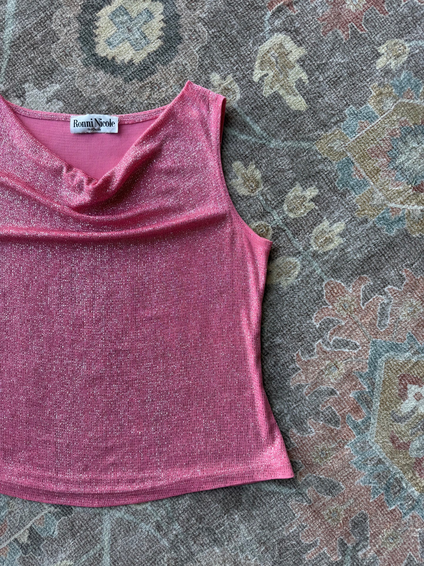 Sparkly Cowl Tank - L