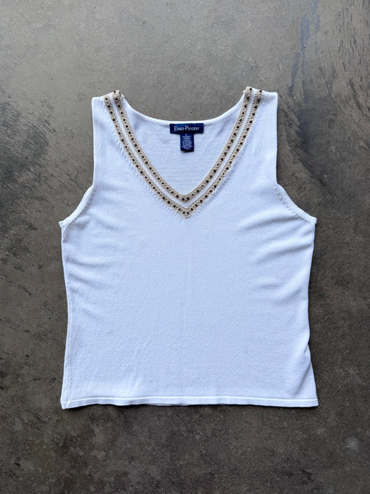 Beaded Knit Tank - L
