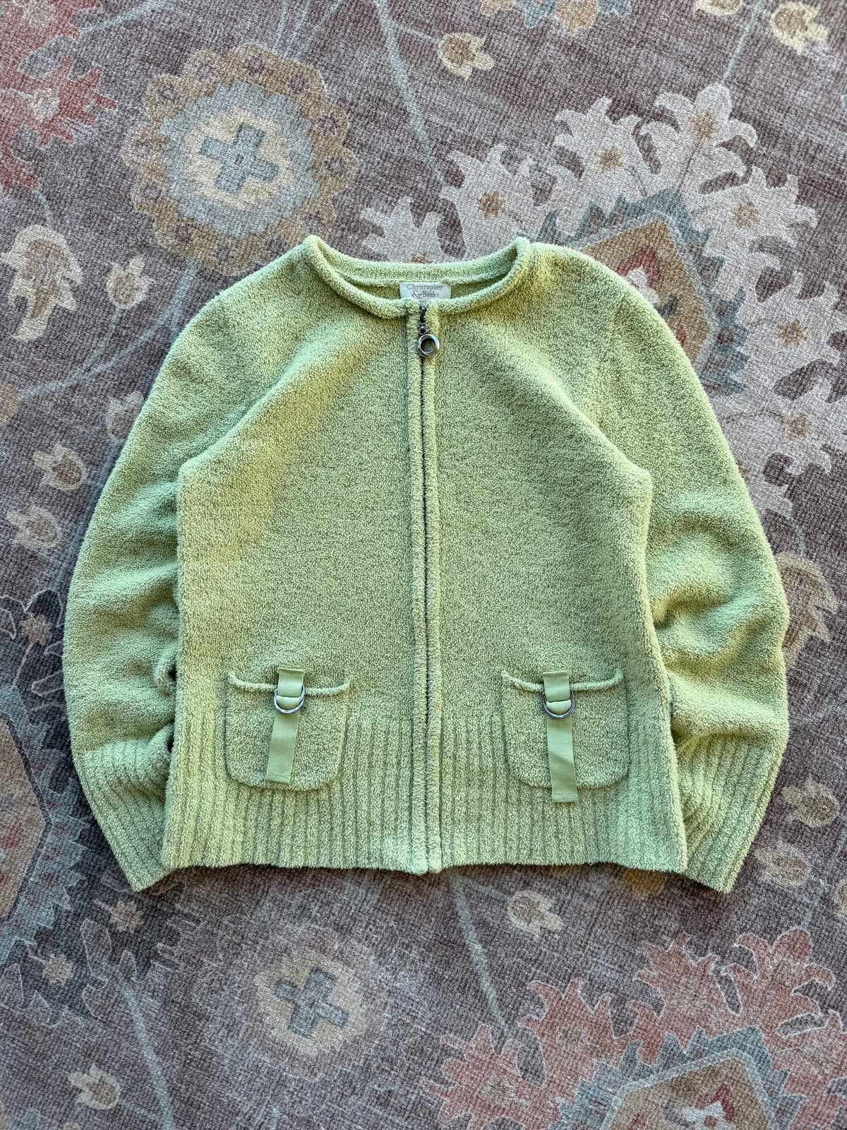 Fuzzy Zip Up Cardigan - S