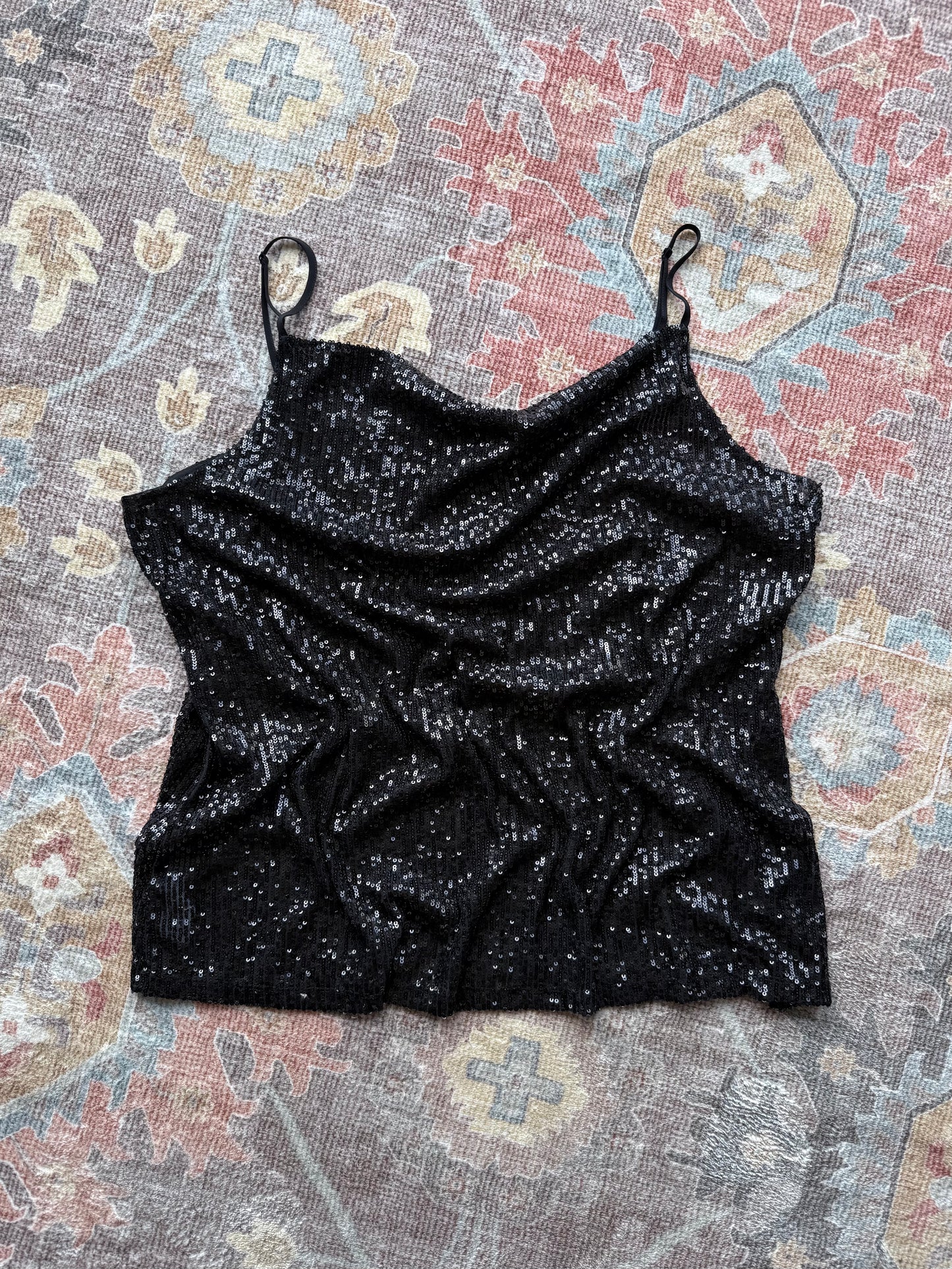 Sequin Cowl Neck Tank - XL